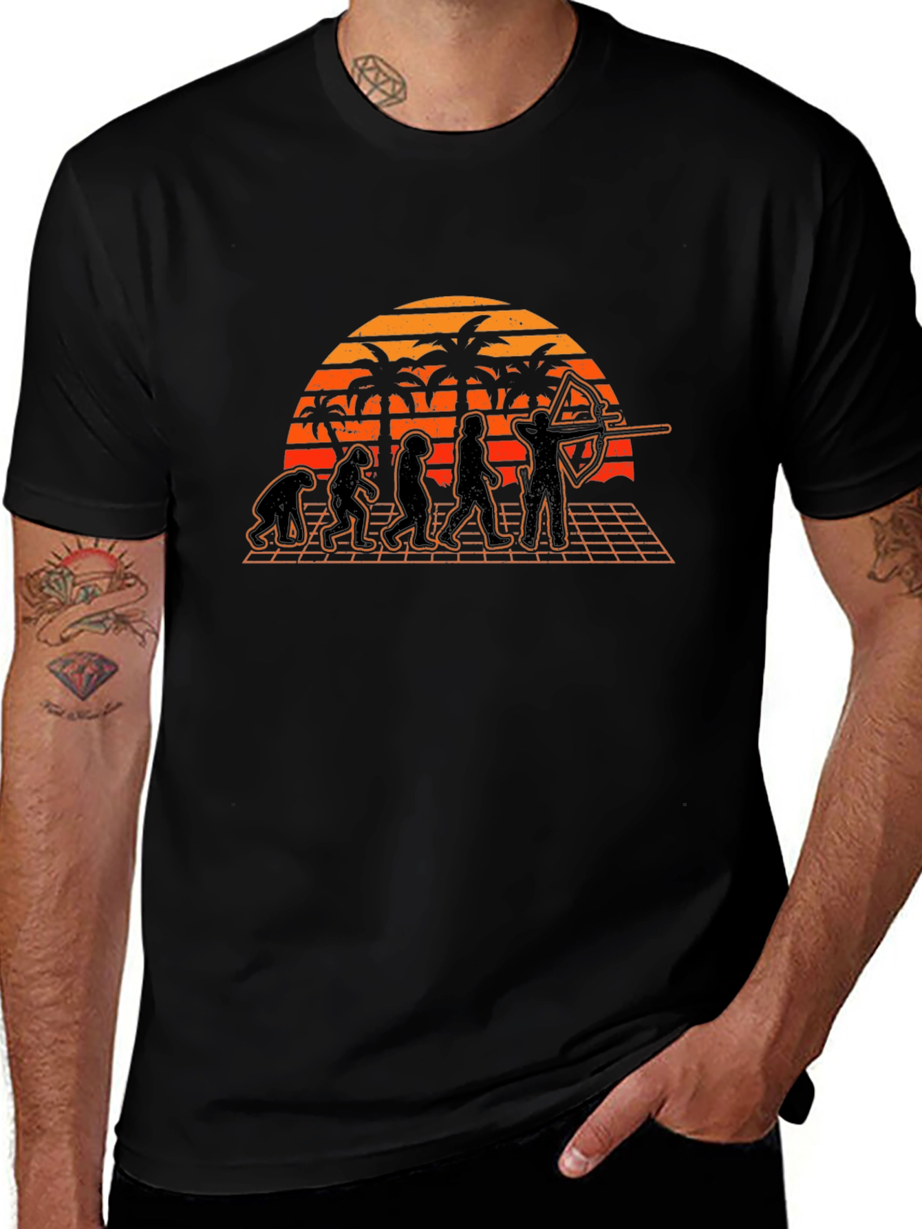 Archer Evolution T-Shirt - Retro Sunset Design