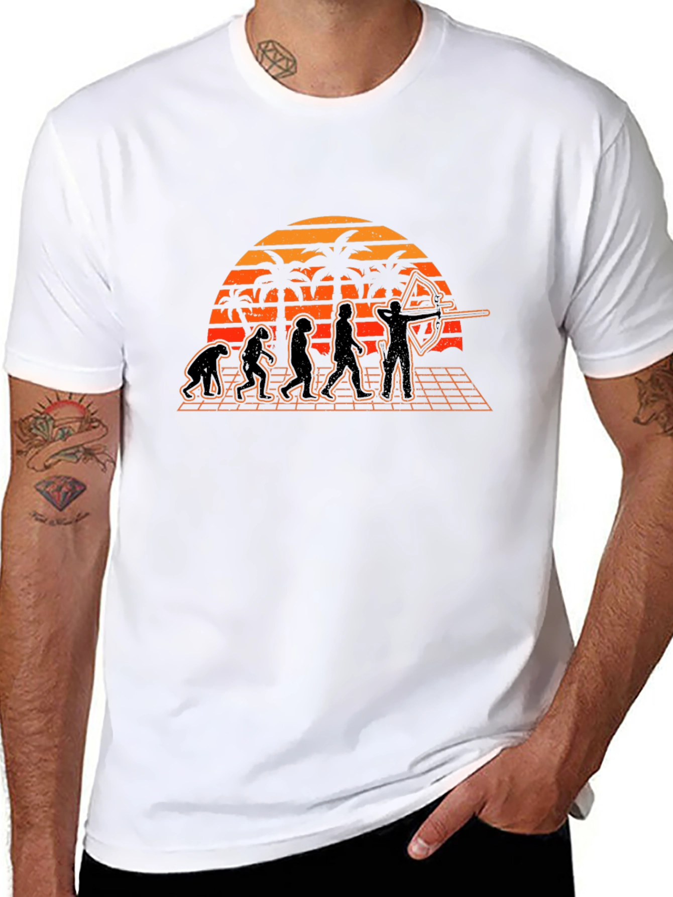 Archer Evolution T-Shirt - Retro Sunset Design