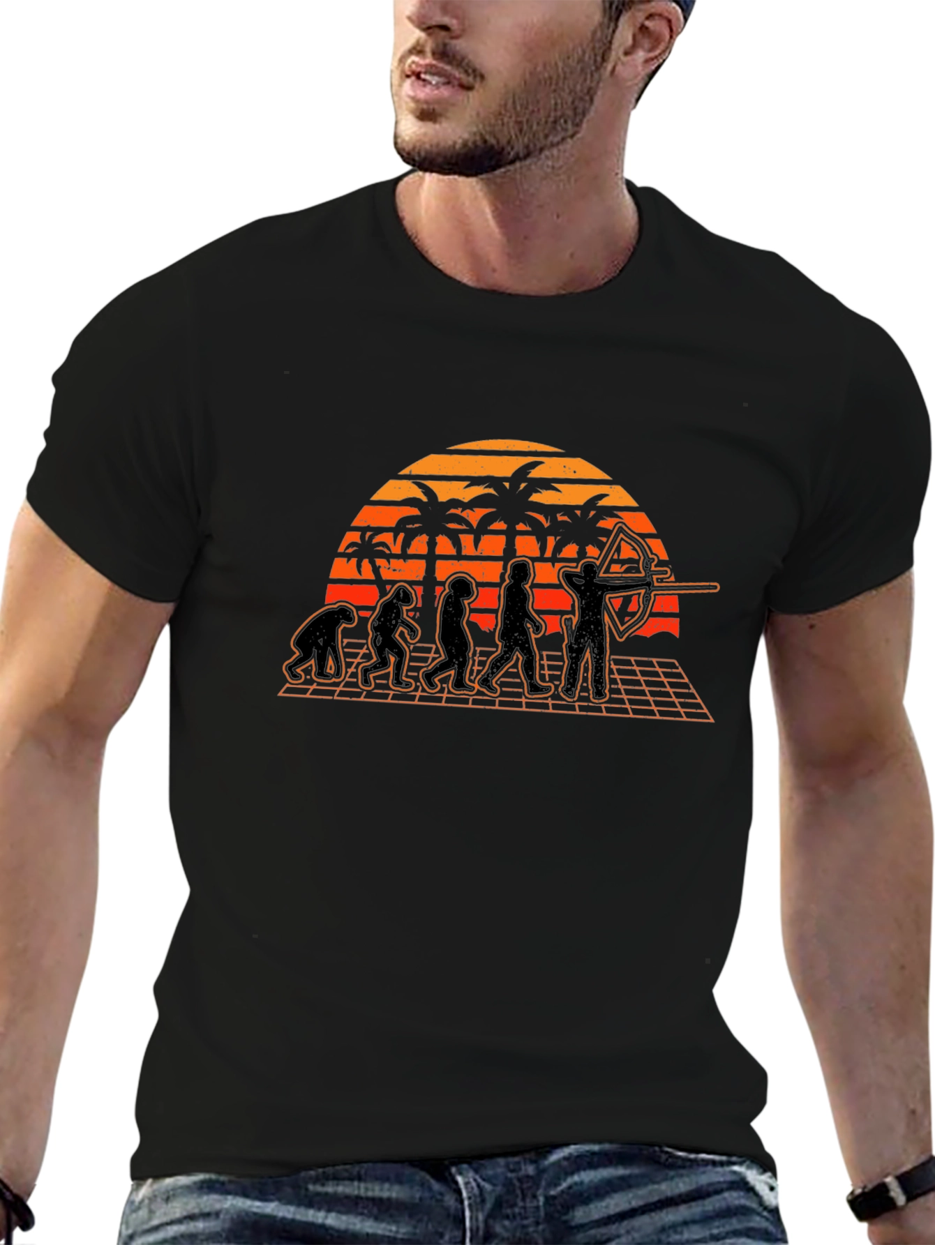 Archer Evolution T-Shirt - Retro Sunset Design