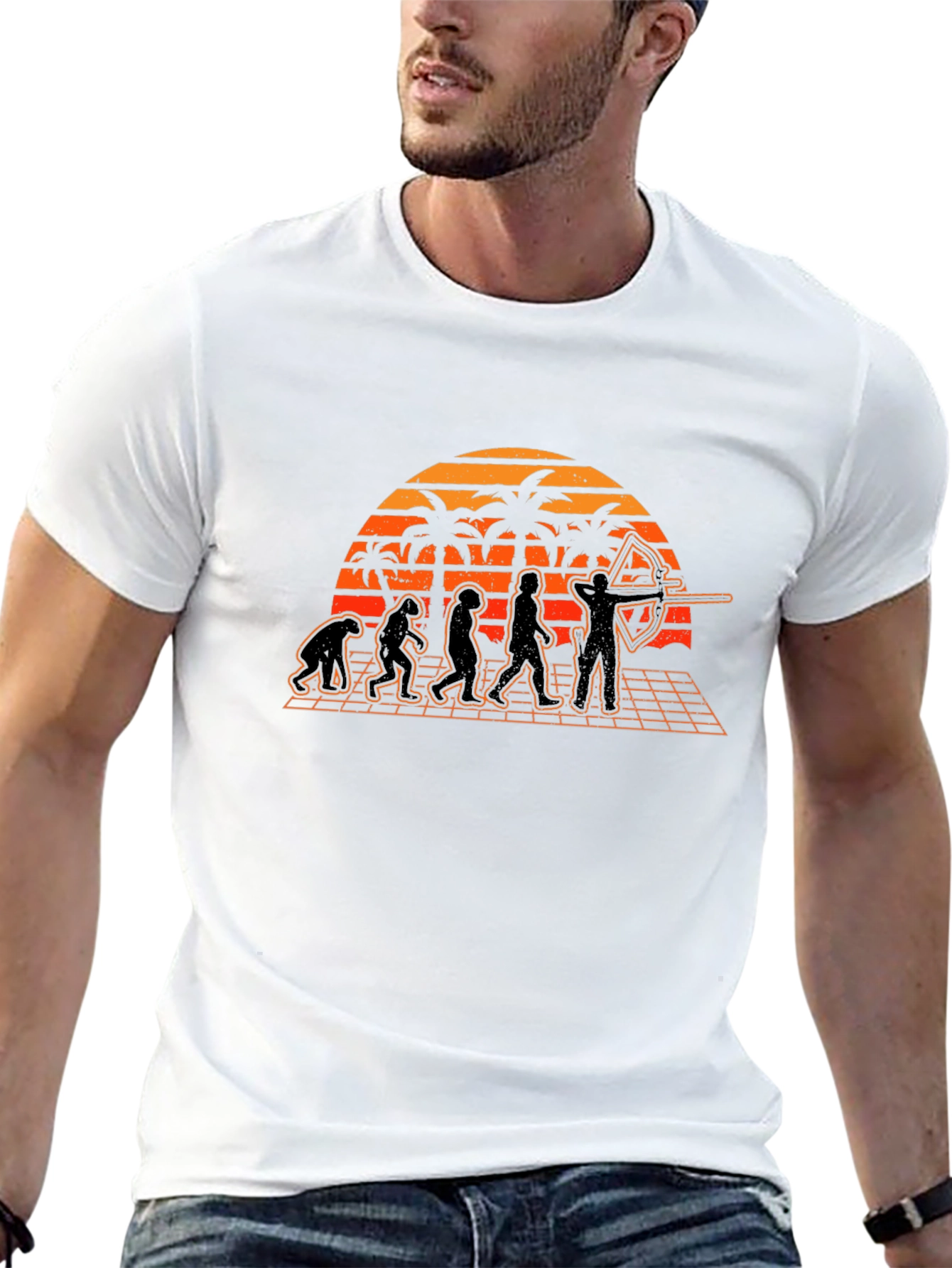 Archer Evolution T-Shirt - Retro Sunset Design
