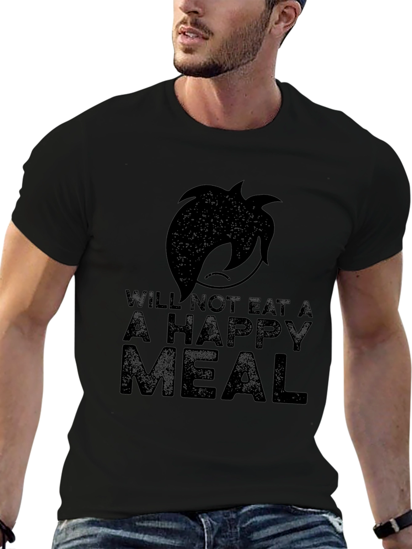 Emo Will Not Eat A Happy Meal Black T-Shirt