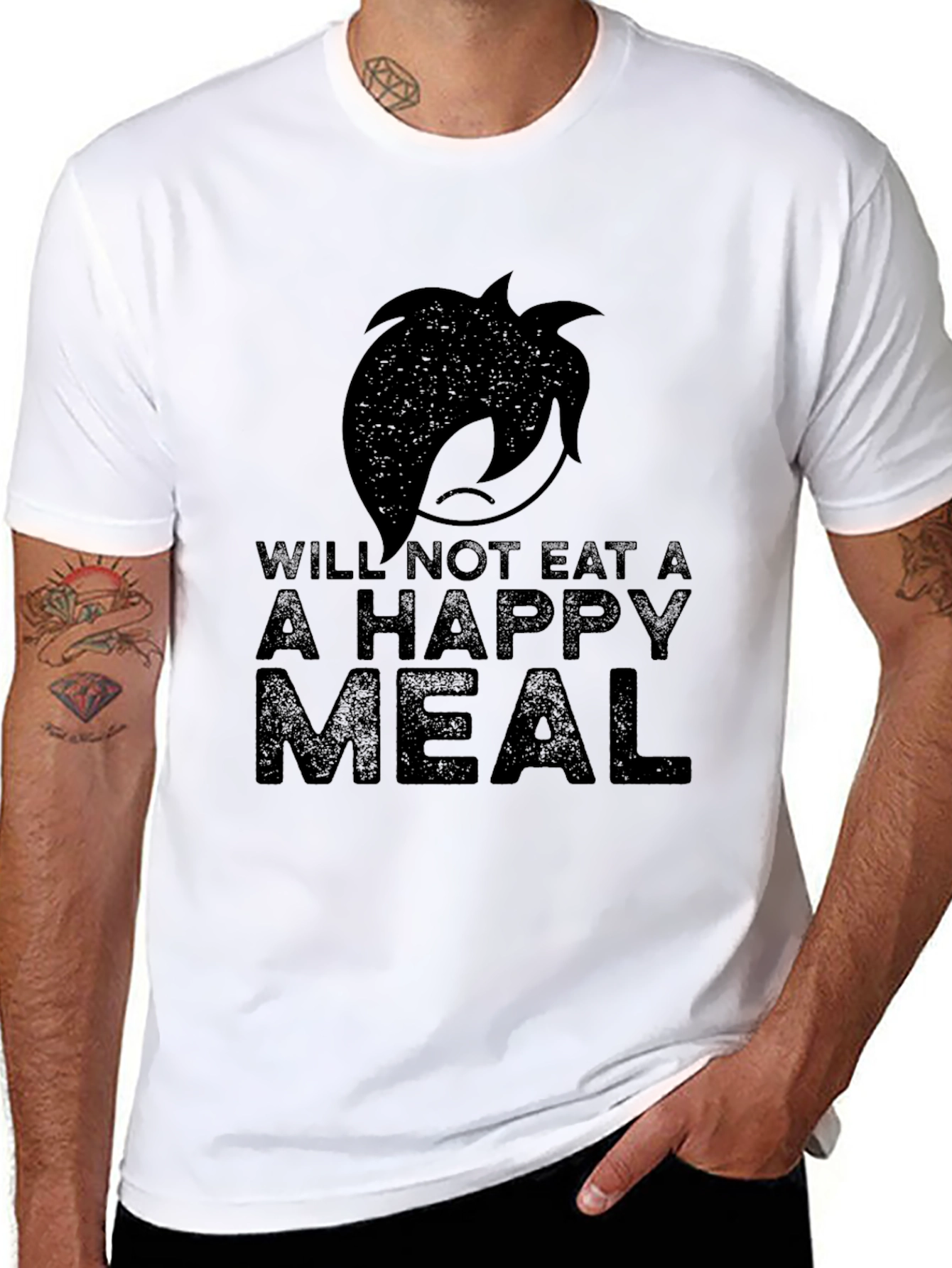 Emo Will Not Eat A Happy Meal Black T-Shirt