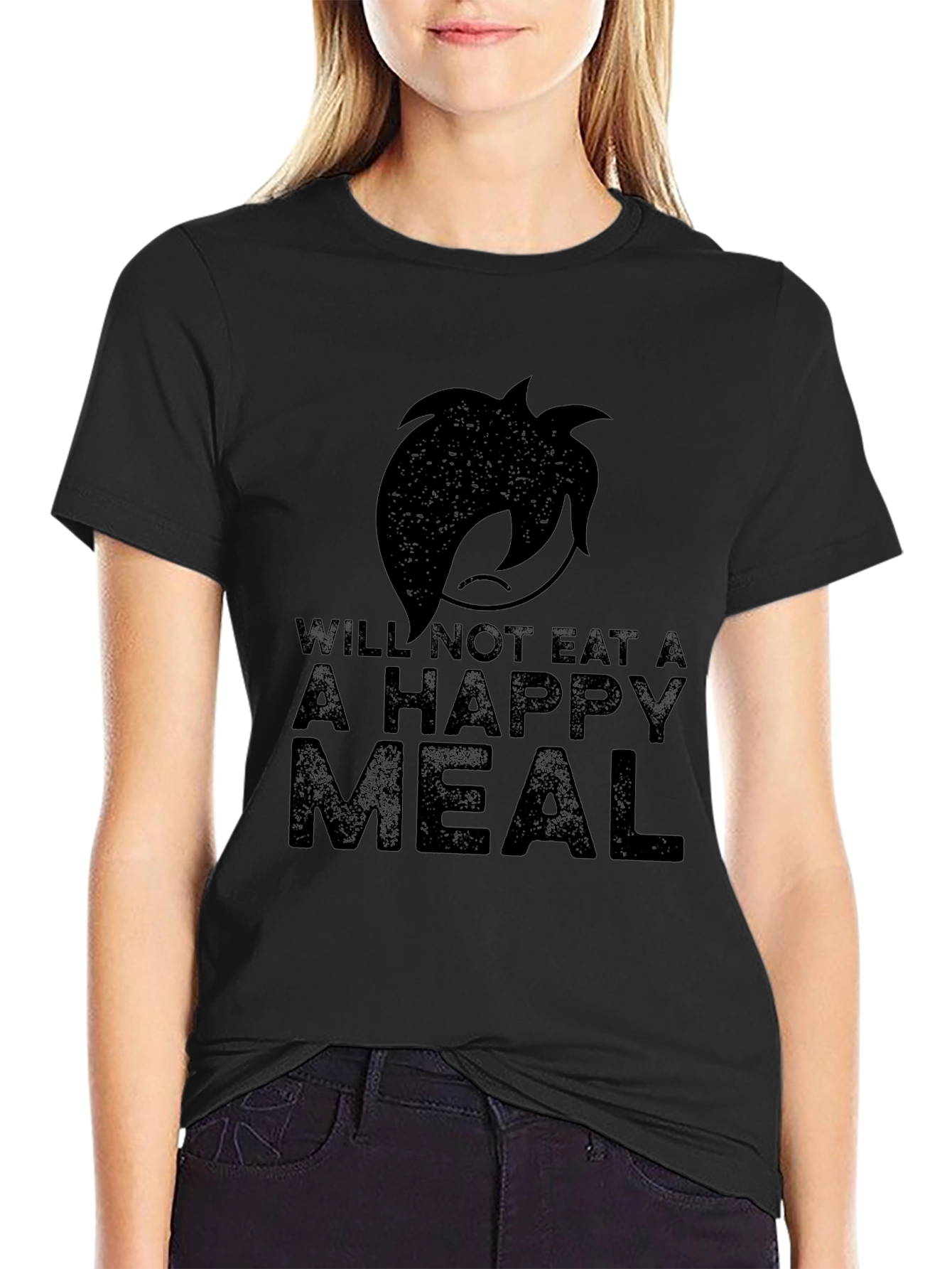 Emo Will Not Eat A Happy Meal Black T-Shirt