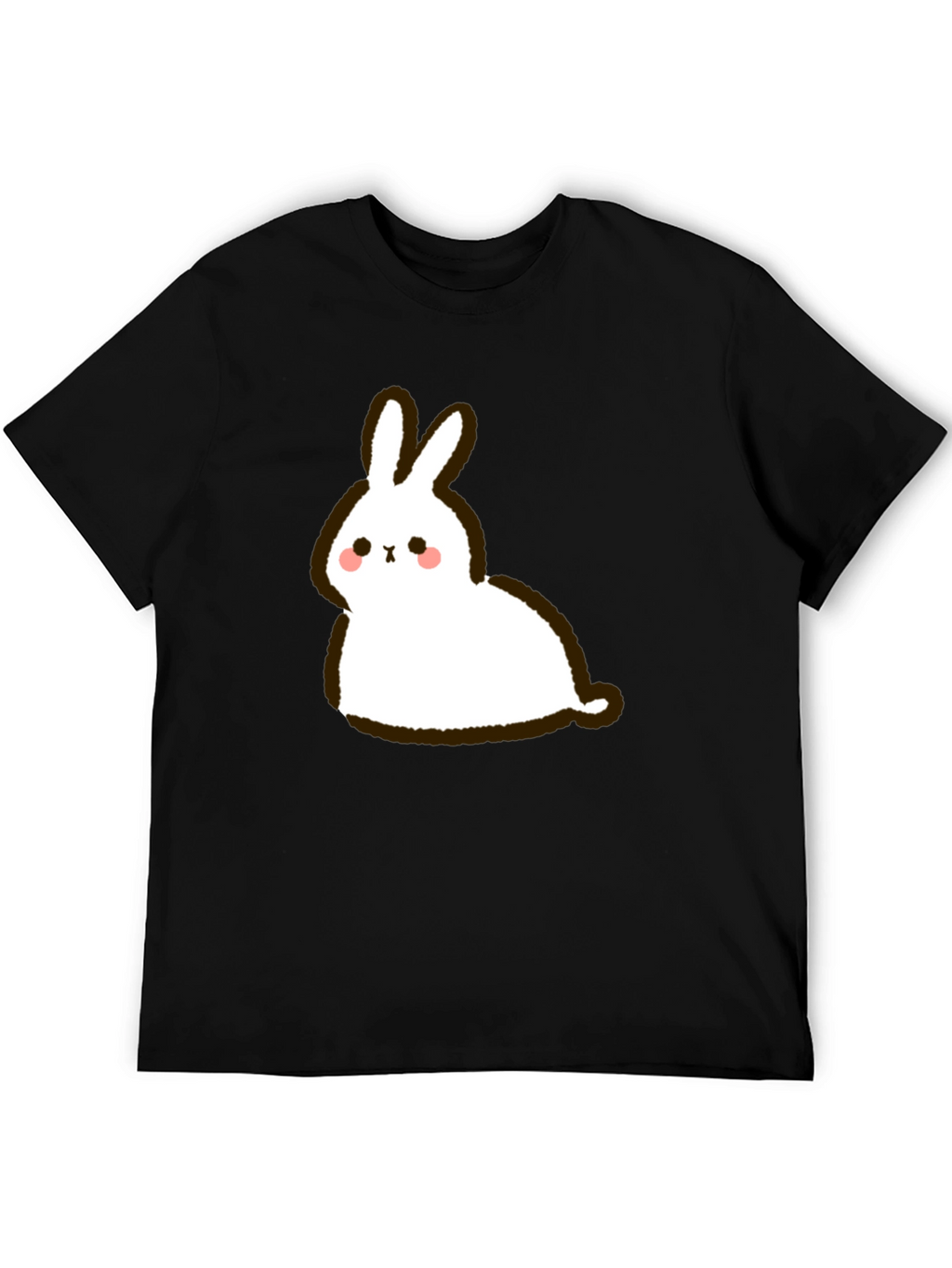 Cute Cartoon Rabbit Graphic Black T-Shirt