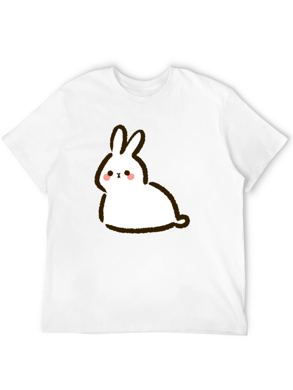 Cute Cartoon Rabbit Graphic Black T-Shirt