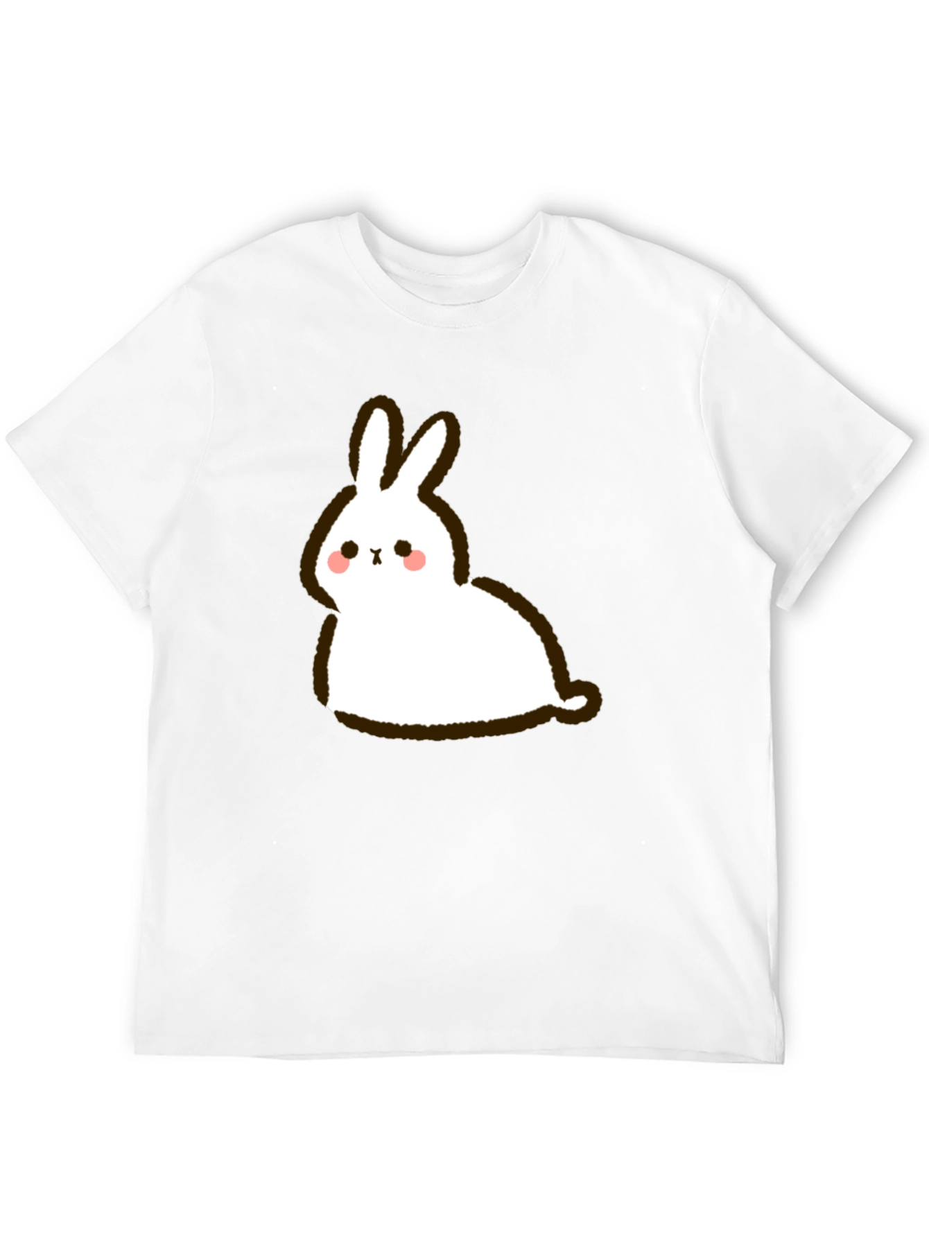 Cute Cartoon Rabbit Graphic Black T-Shirt