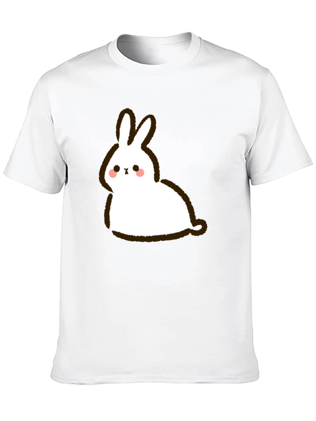 Cute Cartoon Rabbit Graphic Black T-Shirt