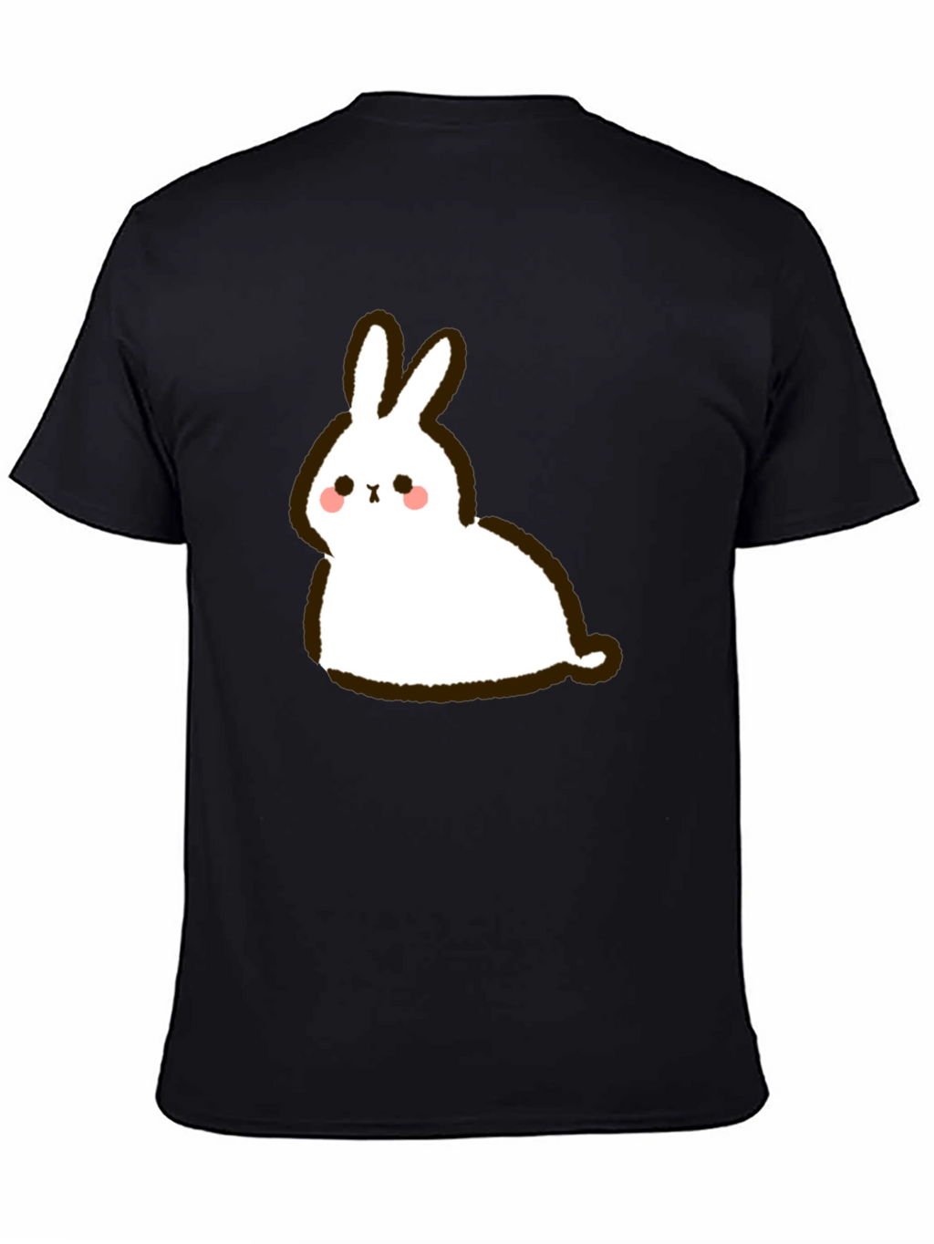 Cute Cartoon Rabbit Graphic Black T-Shirt