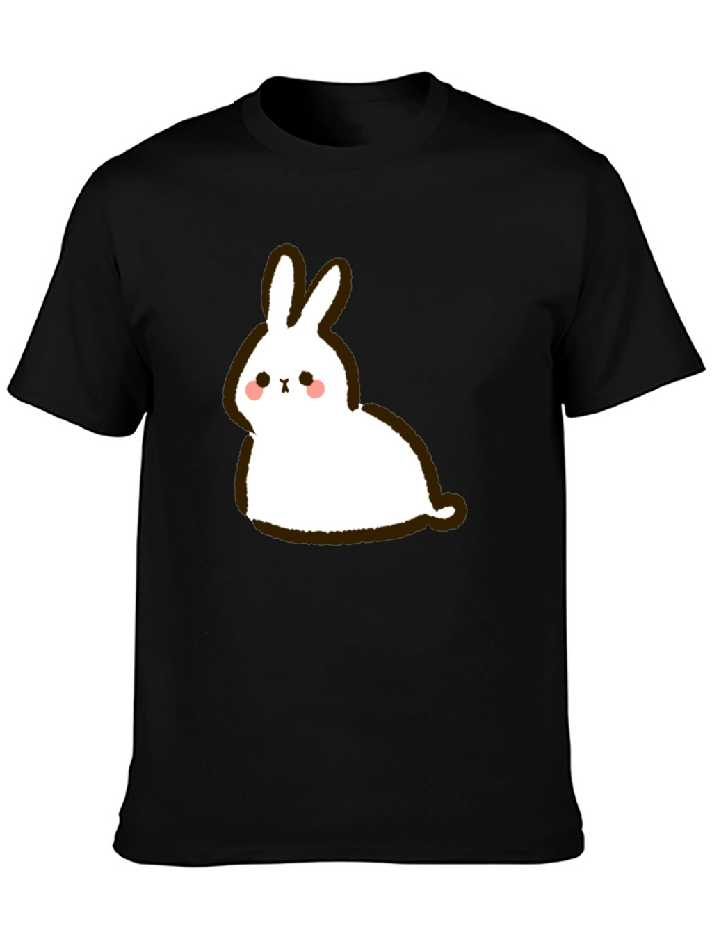 Cute Cartoon Rabbit Graphic Black T-Shirt
