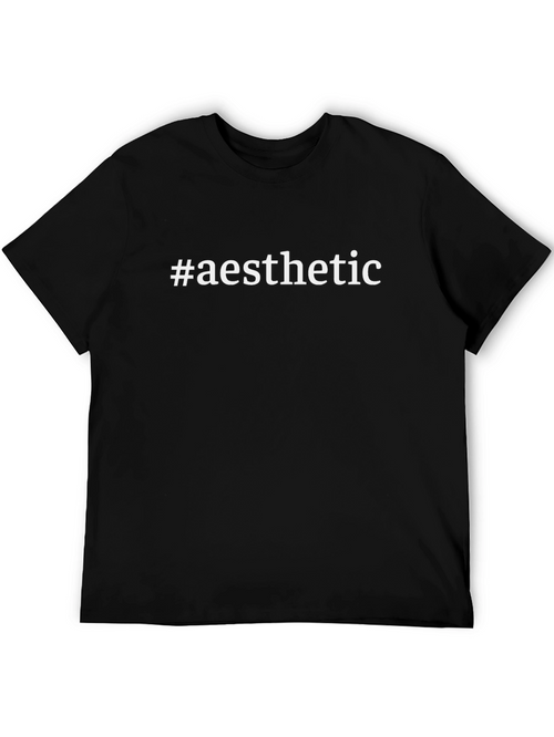 #aesthetic Graphic Tee - Trendy Casual Black T-Shirt