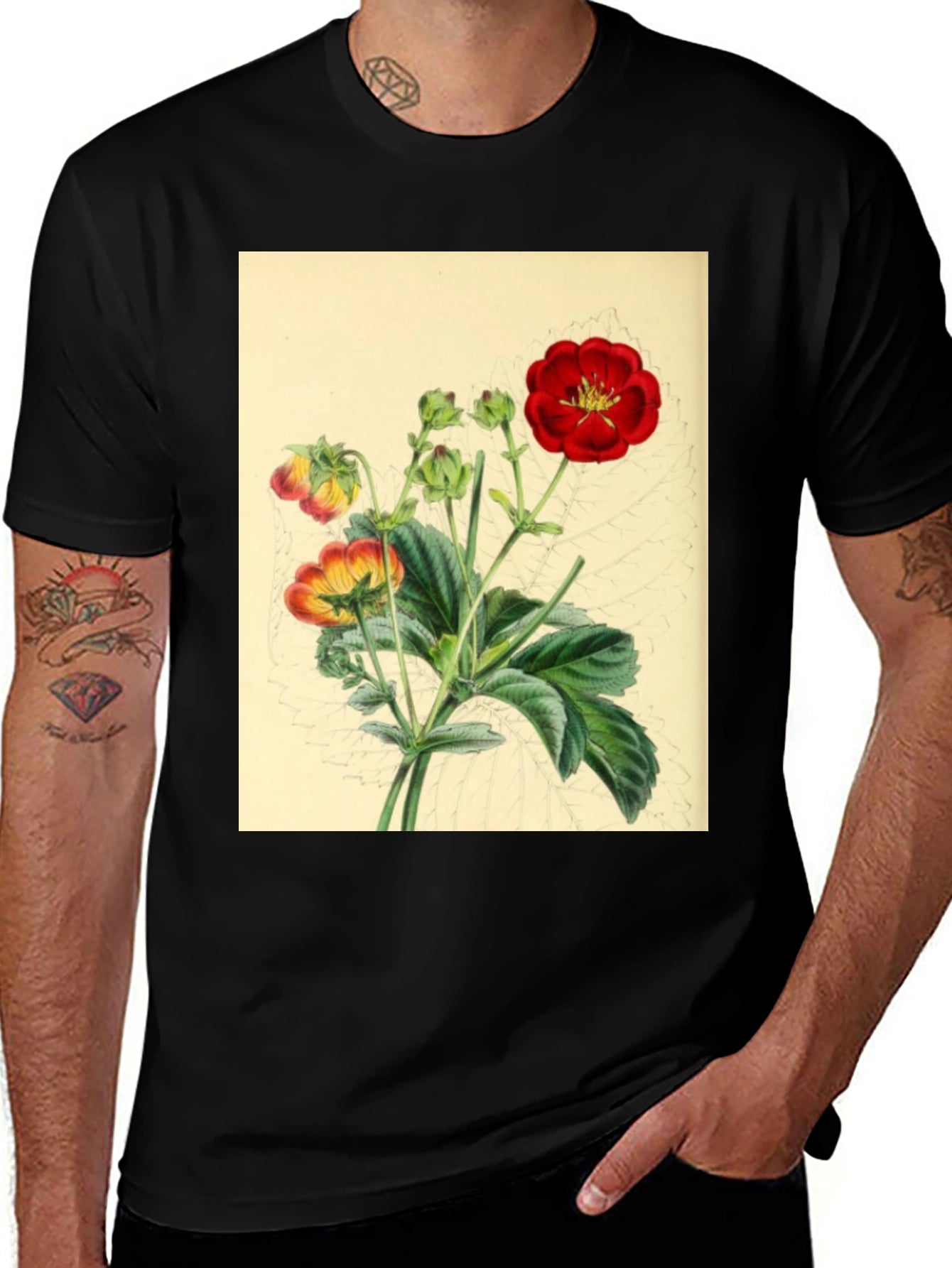Botanical Flower Print Tee - Stylish Comfort