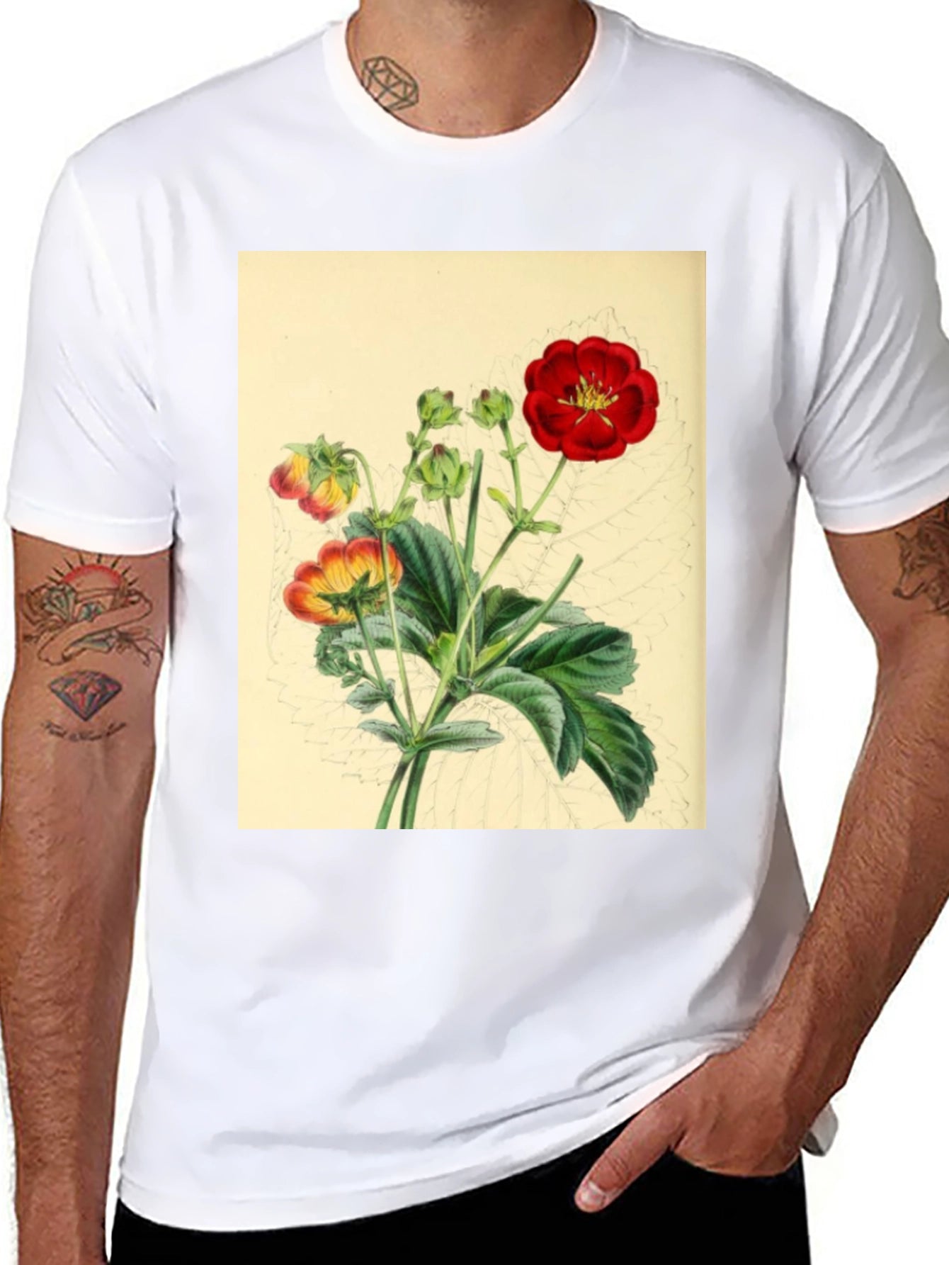 Botanical Flower Print Tee - Stylish Comfort