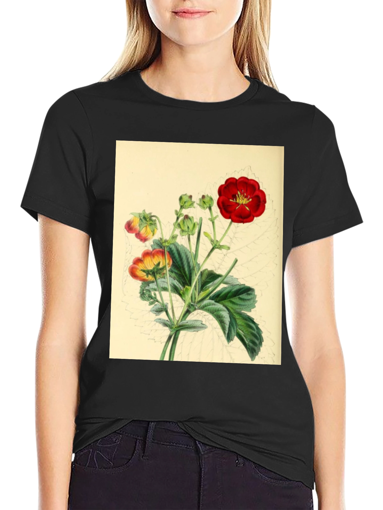 Botanical Flower Print Tee - Stylish Comfort