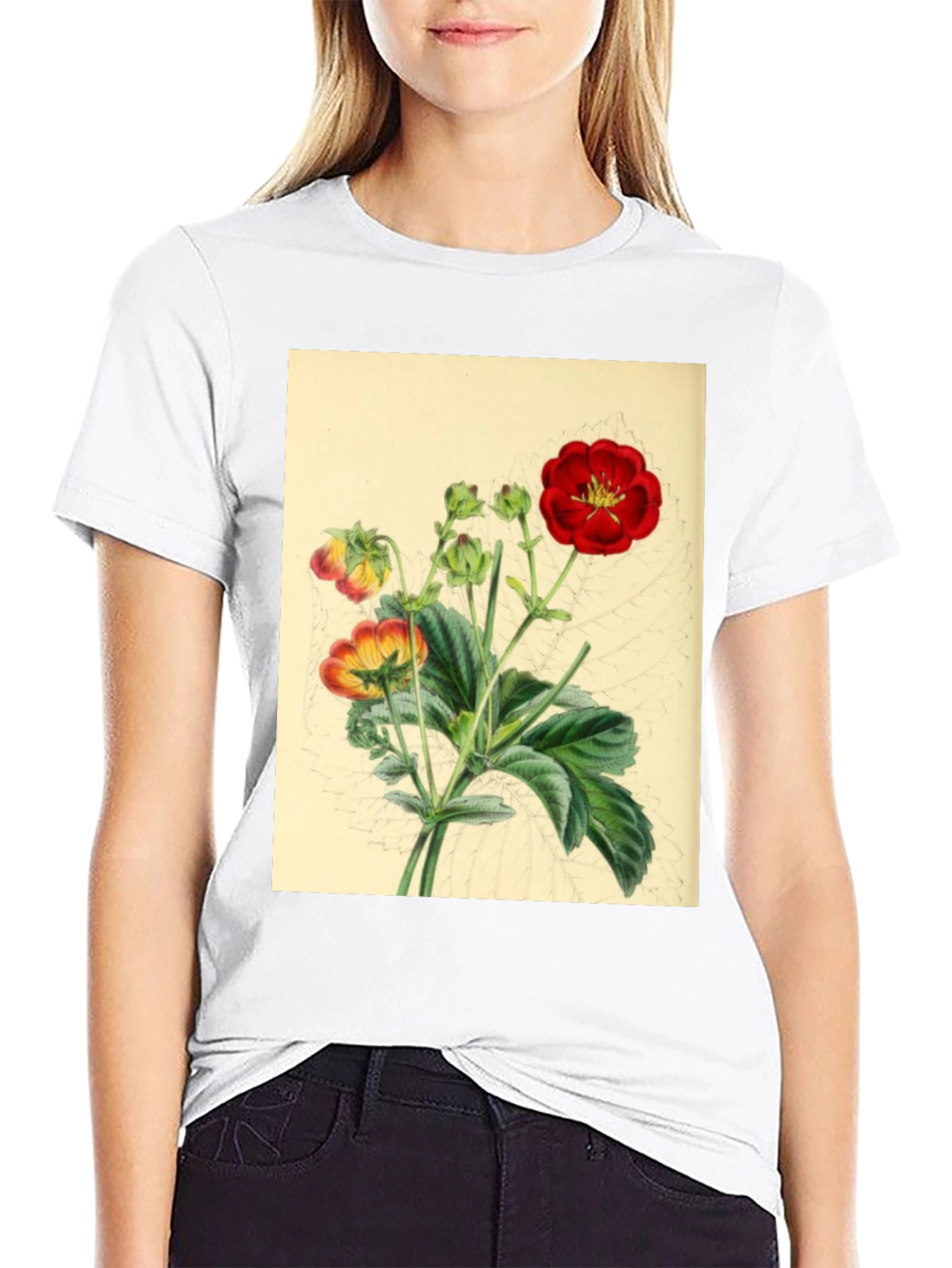 Botanical Flower Print Tee - Stylish Comfort