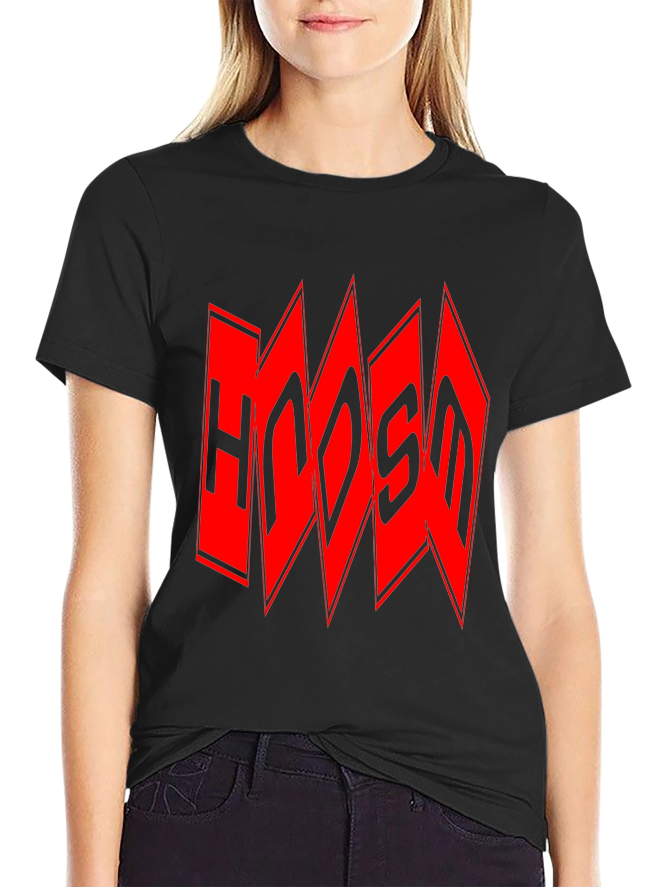 Edgy Red Logo Black T-Shirt
