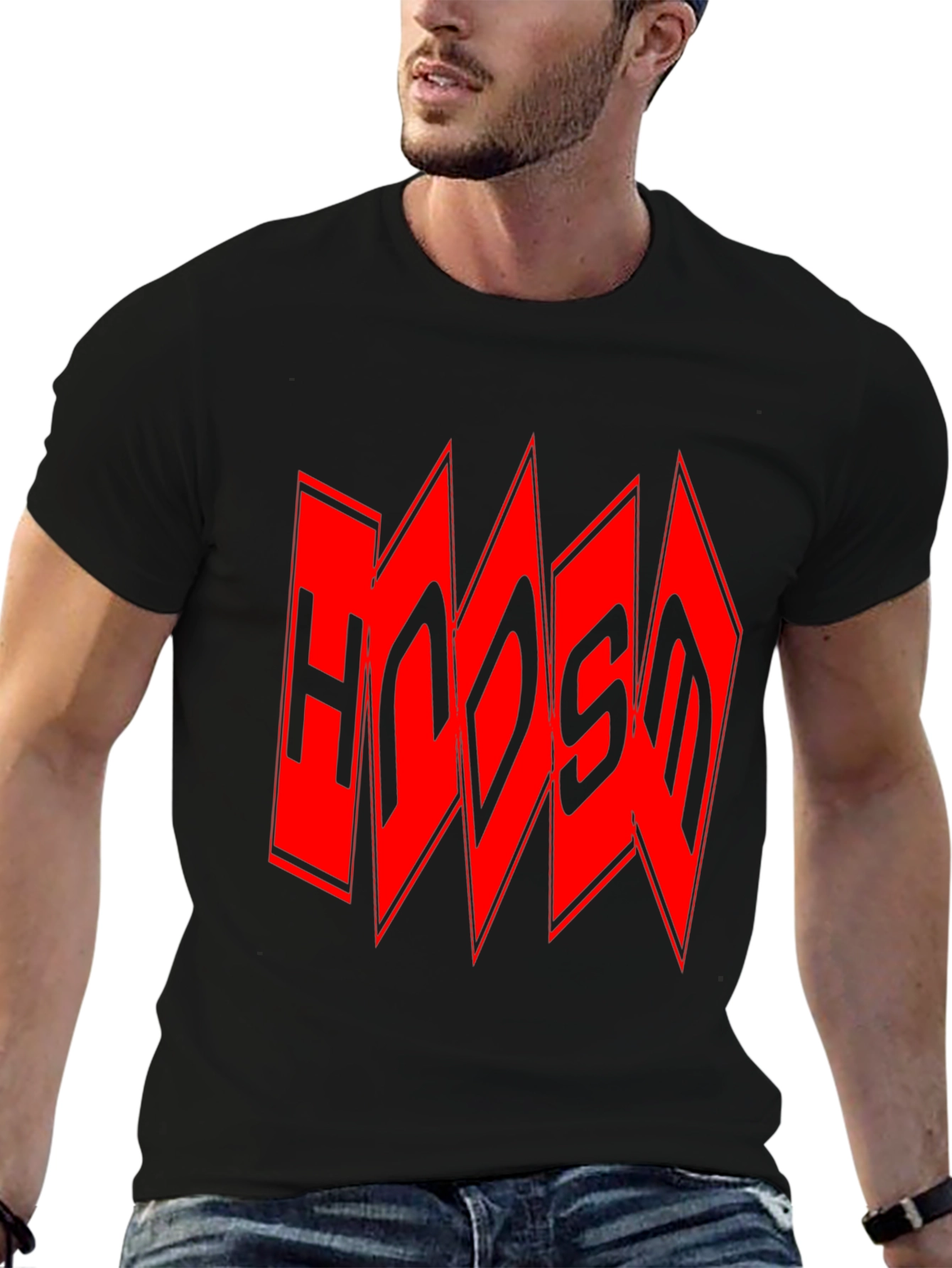 Edgy Red Logo Black T-Shirt