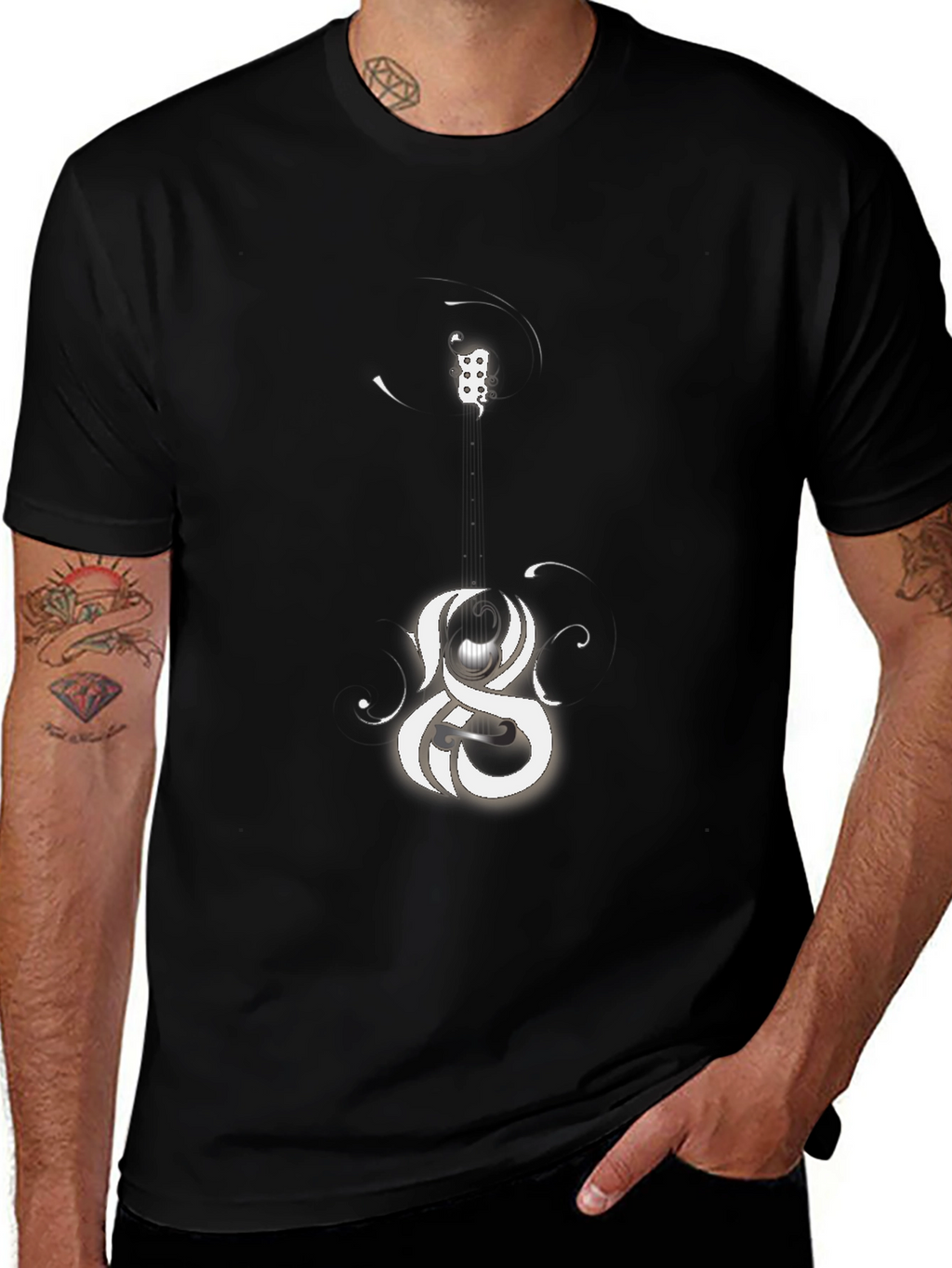 Abstract Graphic Print Black Casual Tee