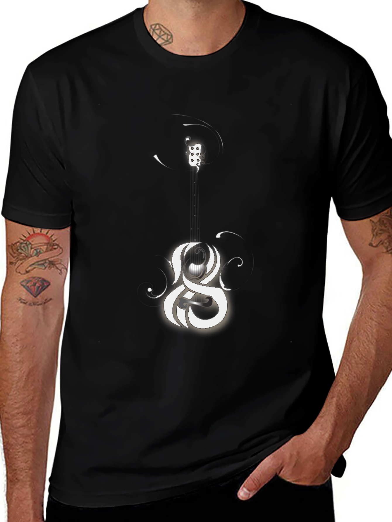 Abstract Graphic Print Black Casual Tee