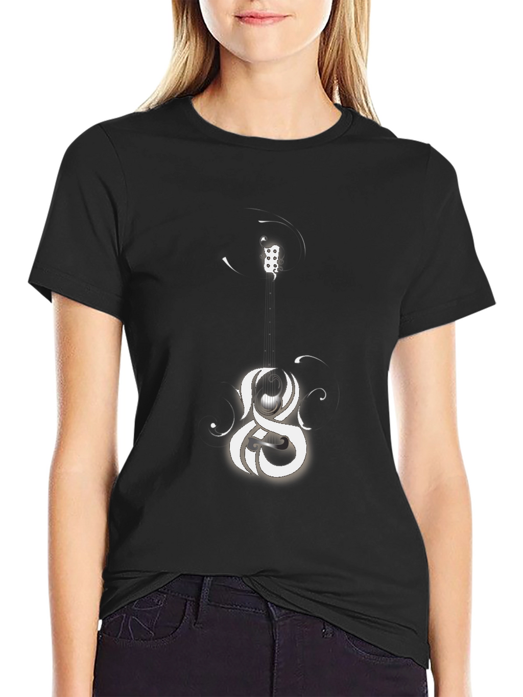 Abstract Graphic Print Black Casual Tee