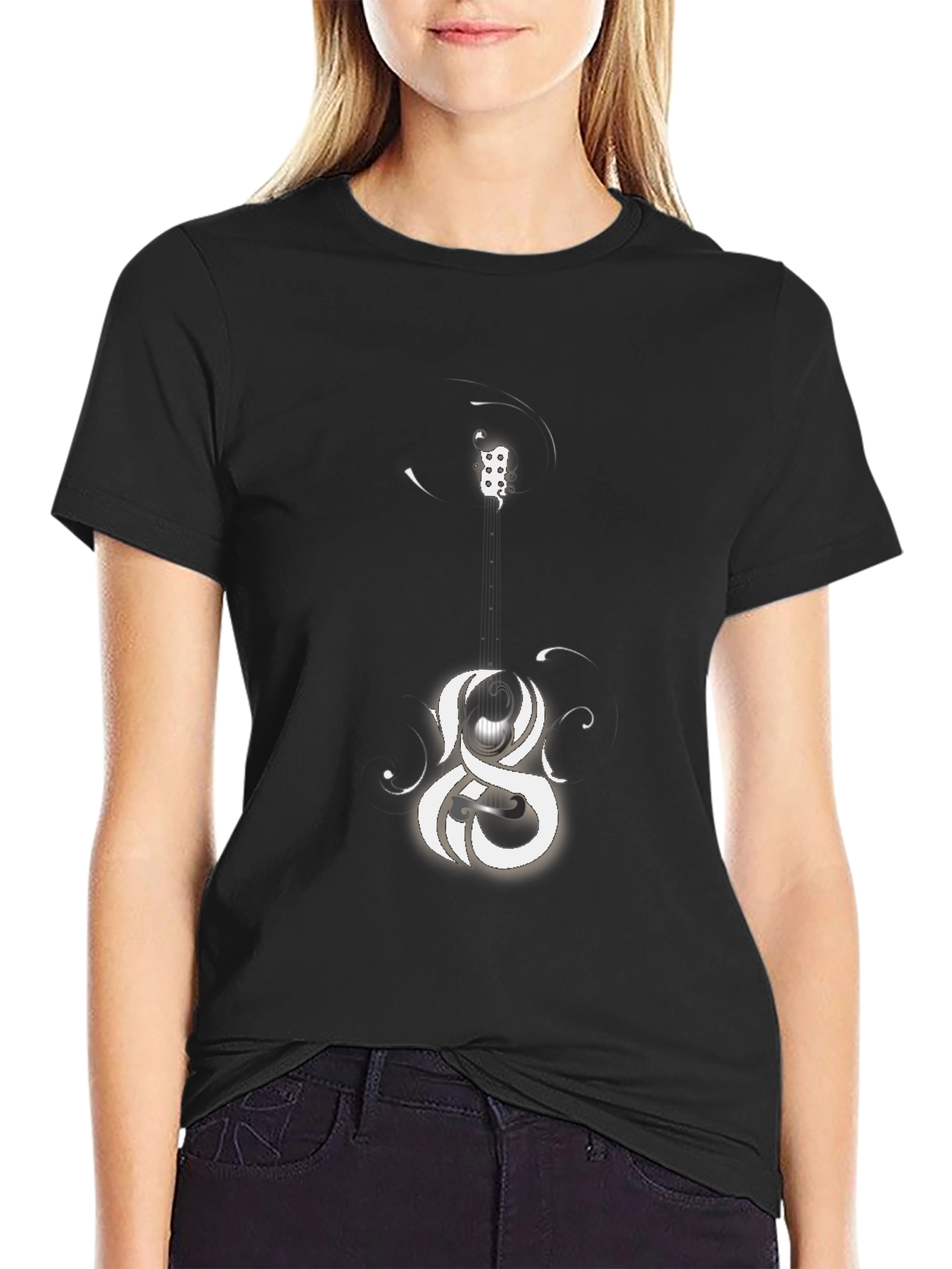 Abstract Graphic Print Black Casual Tee