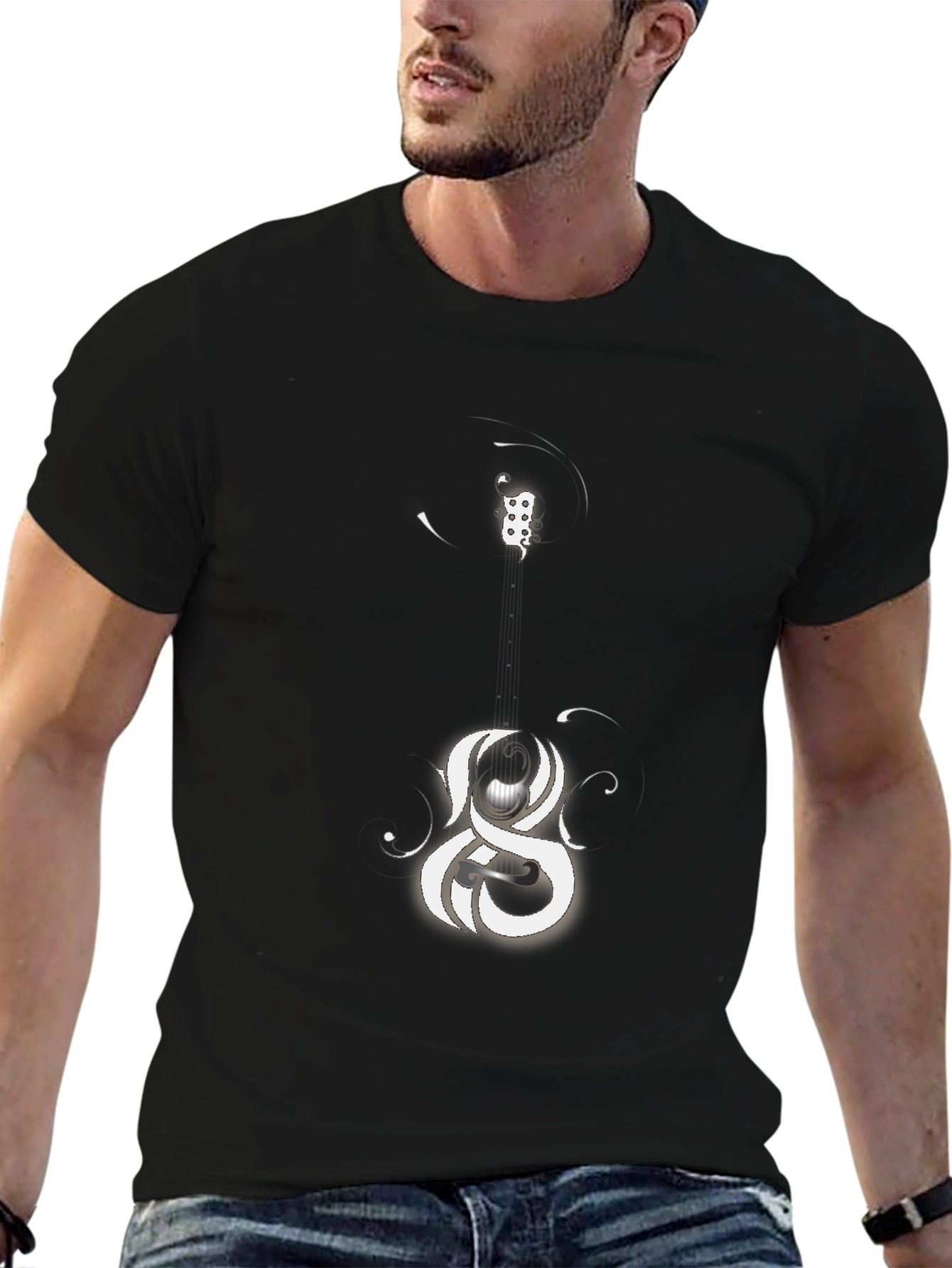 Abstract Graphic Print Black Casual Tee