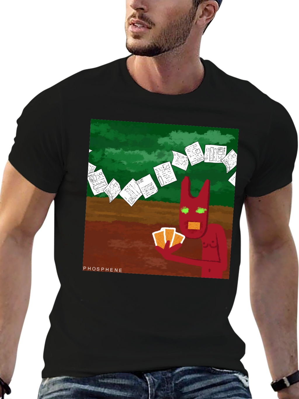 Phosphene Graphic Tee: Devil Playing Cards