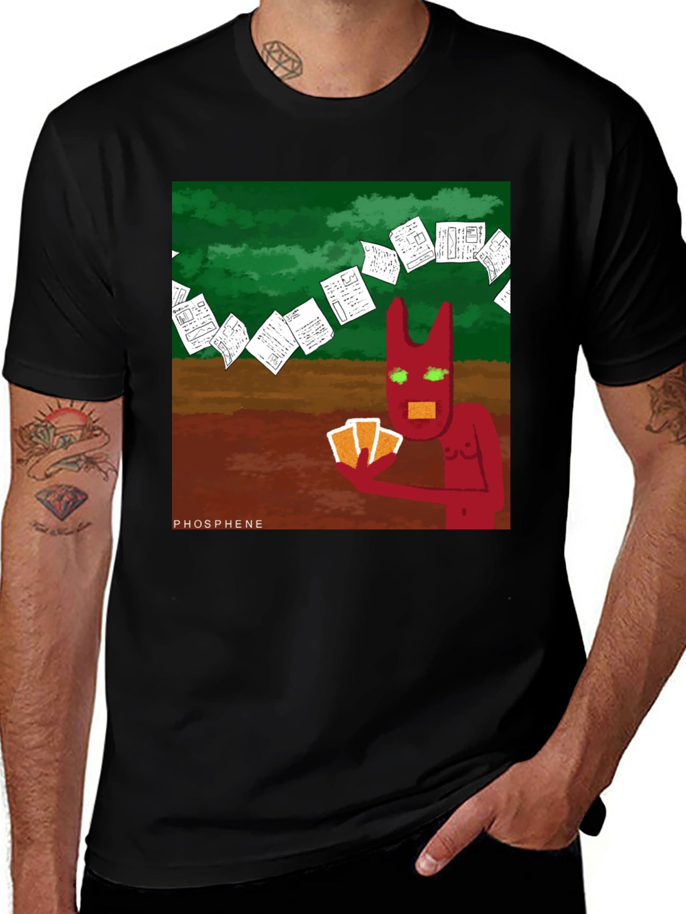 Phosphene Graphic Tee: Devil Playing Cards