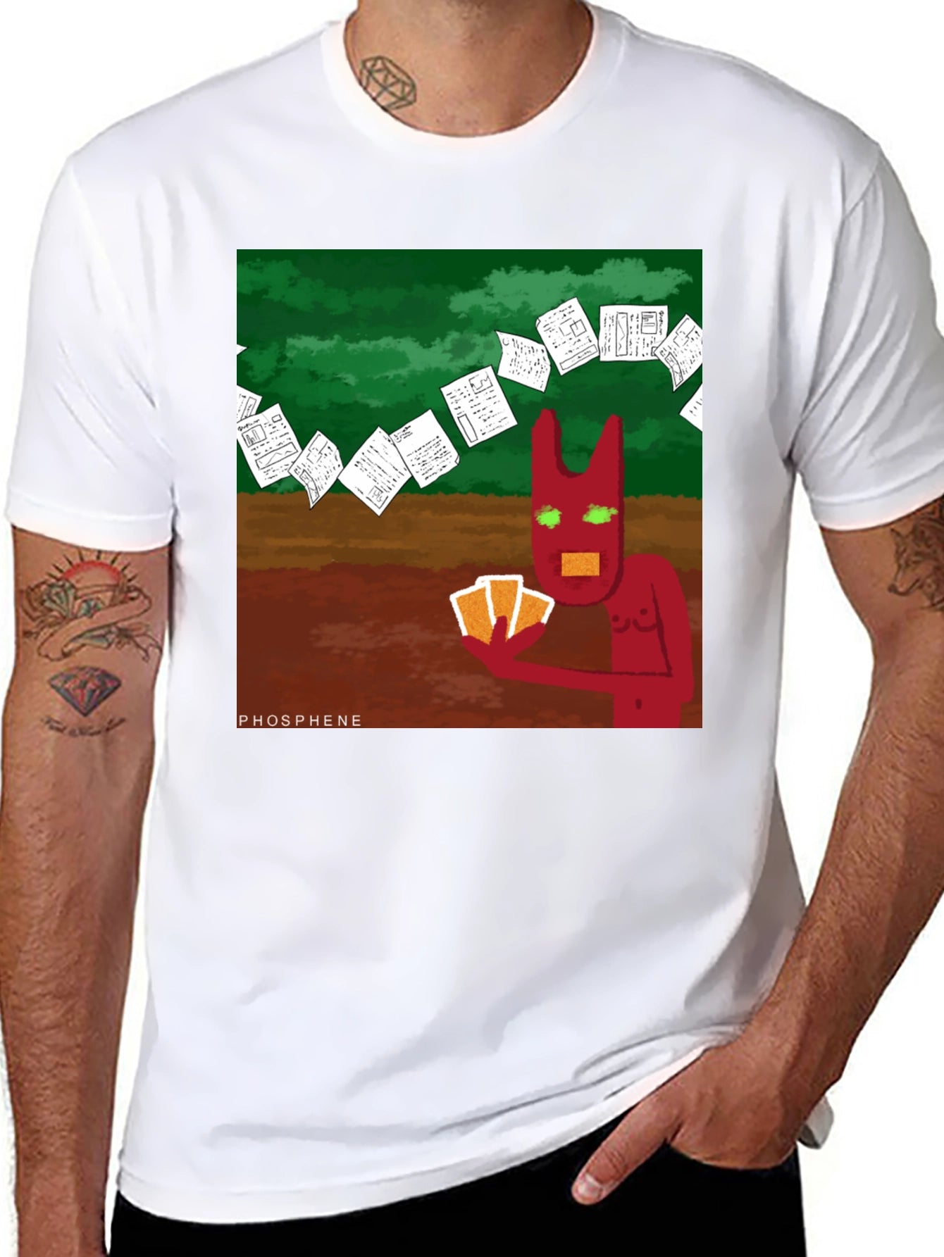Phosphene Graphic Tee: Devil Playing Cards