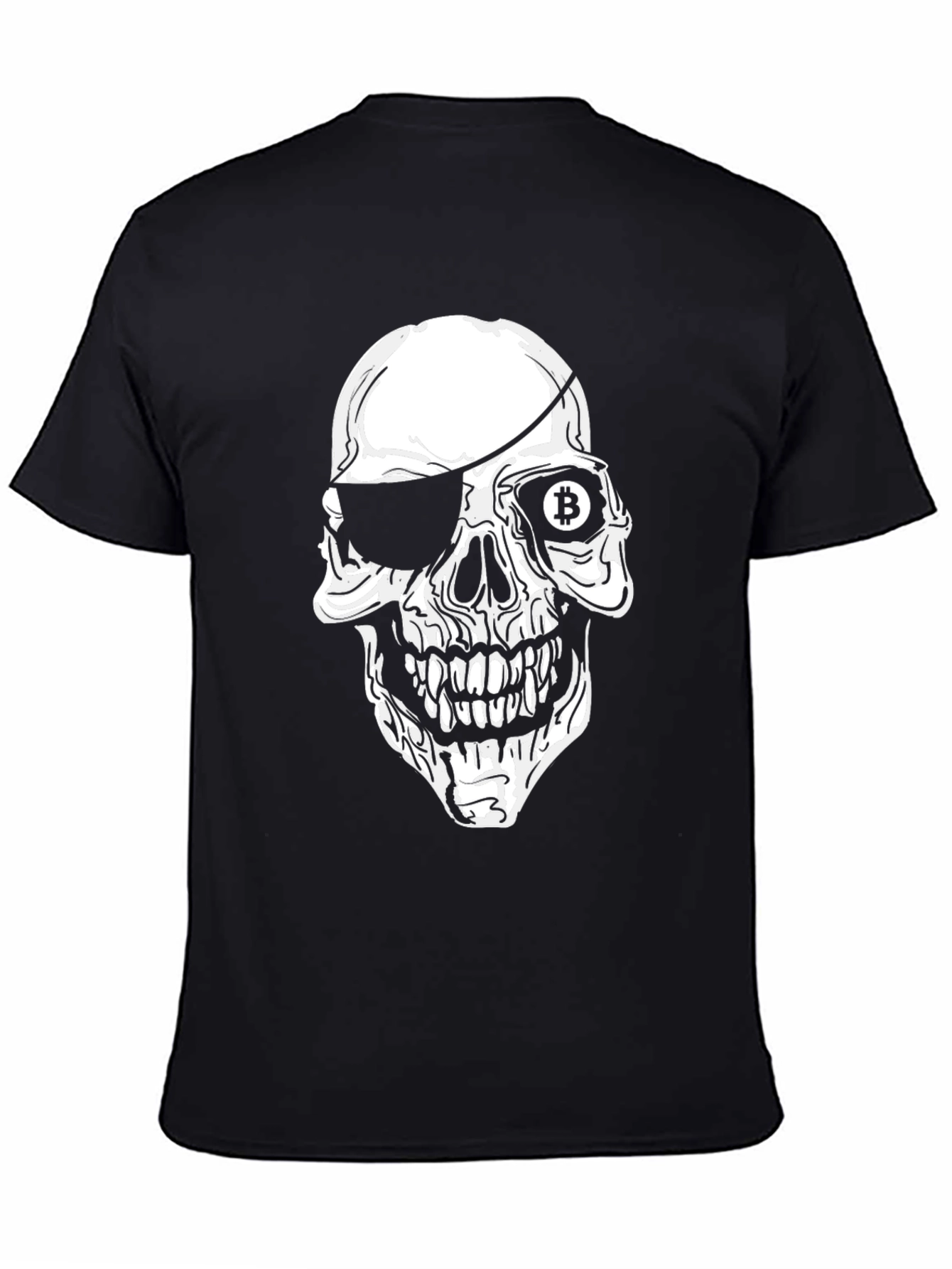 Bitcoin Pirate Skull Graphic Black T-Shirt