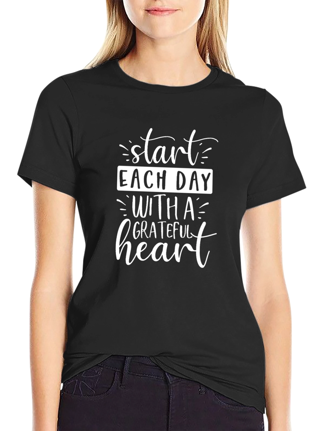 Grateful Heart Graphic Tee - Black