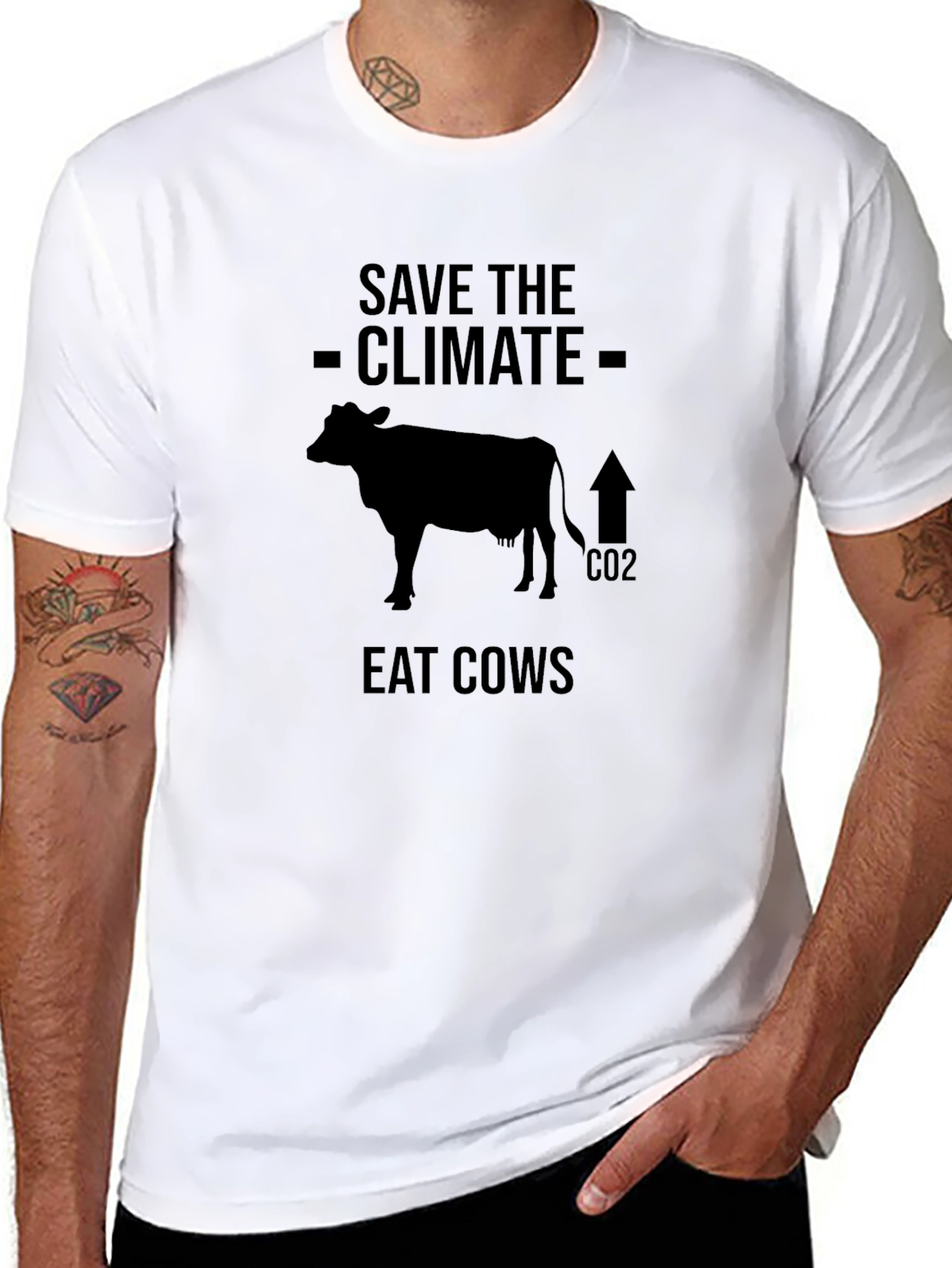 Save the Climate Eat Cows Graphic Tee - Black T-Shirt
