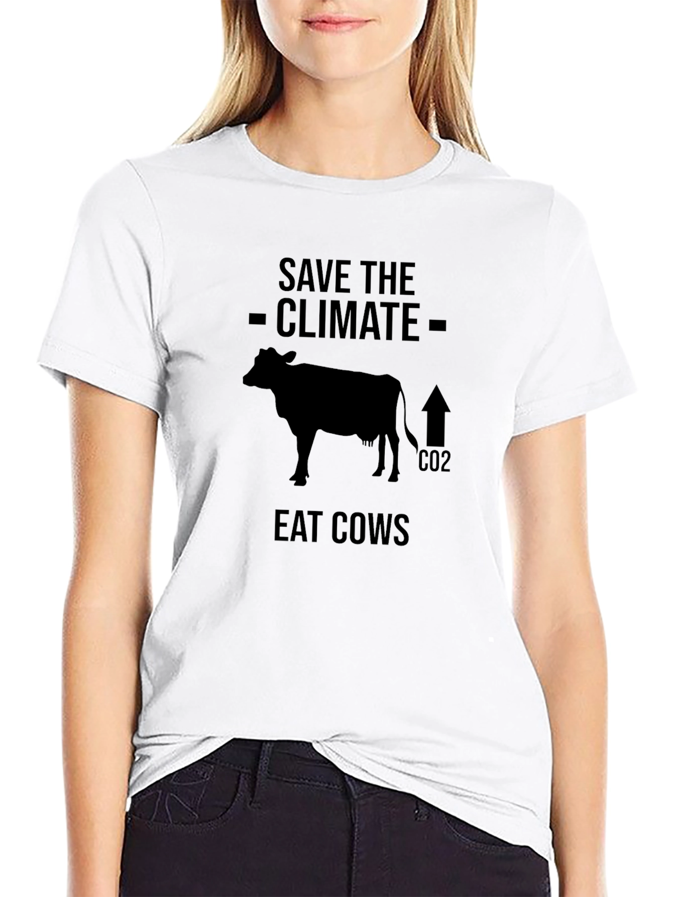 Save the Climate Eat Cows Graphic Tee - Black T-Shirt
