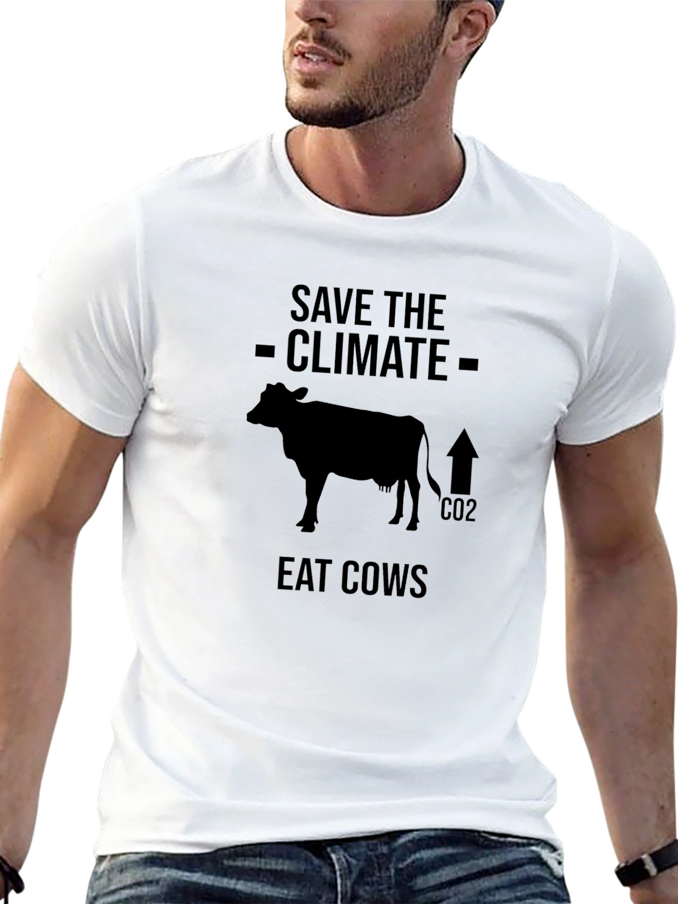 Save the Climate Eat Cows Graphic Tee - Black T-Shirt