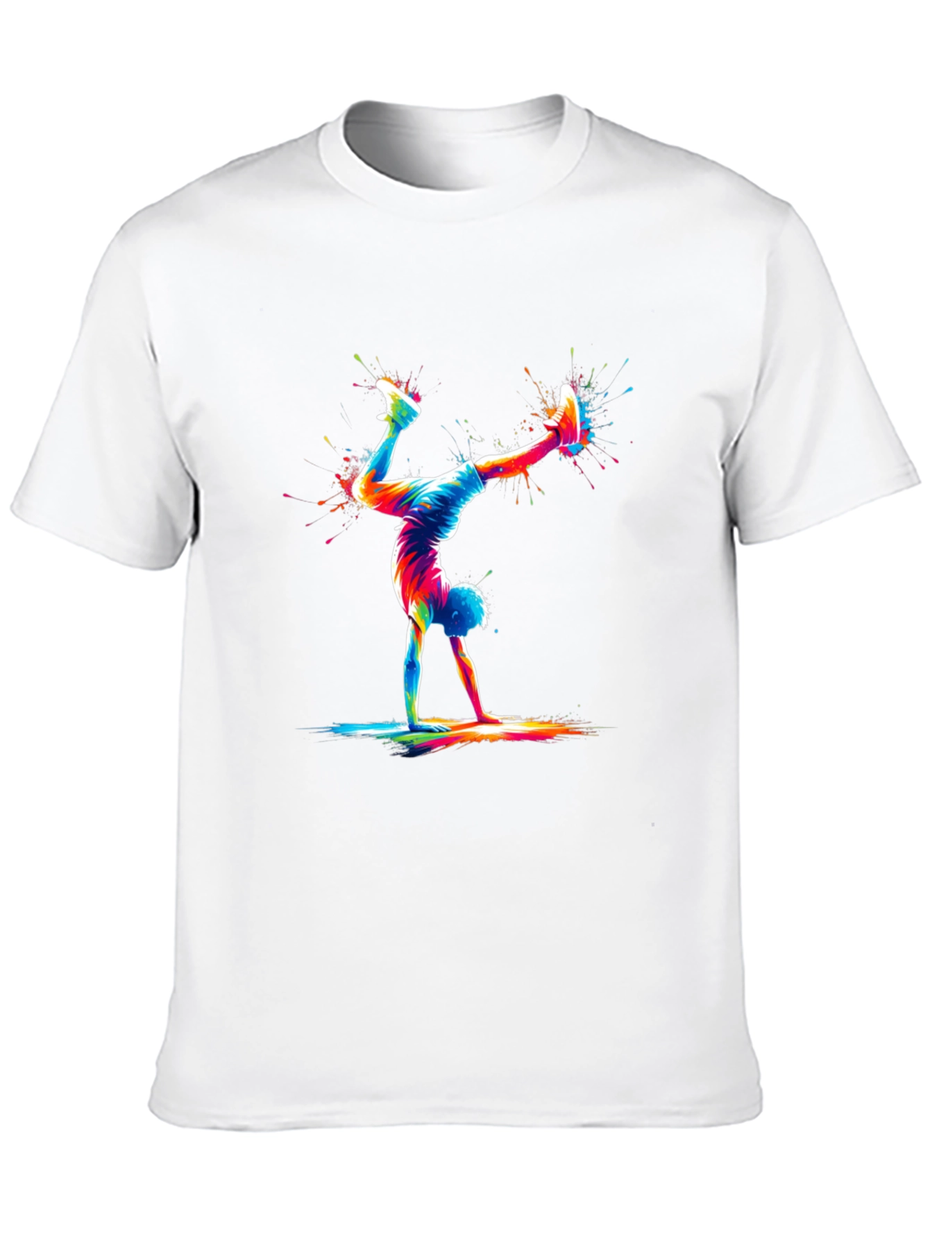 Colorful Handstand T-Shirt: Artistic Graphic Tee for Sport Lovers