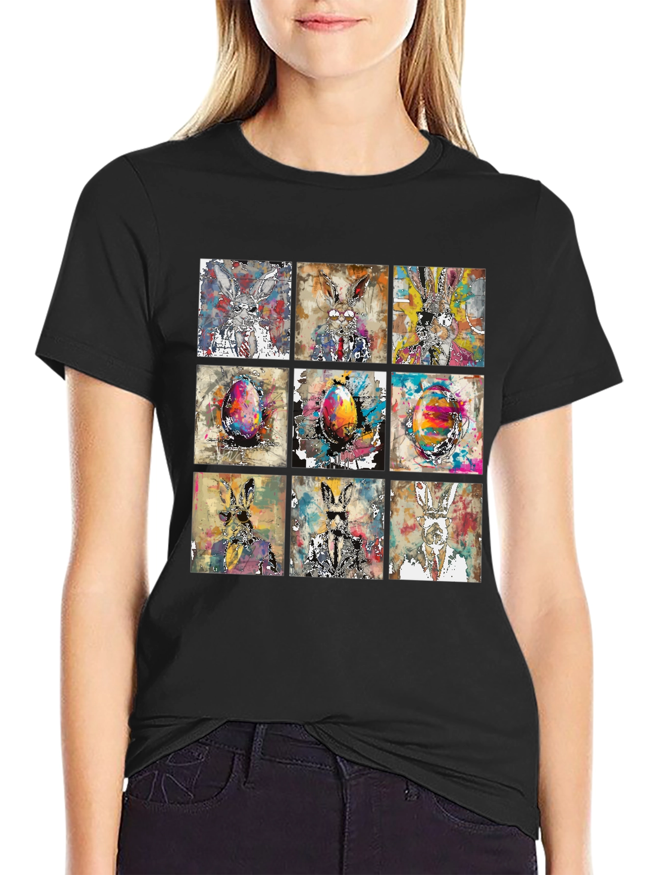 Easter Bunny Grid T-Shirt - Quirky & Stylish