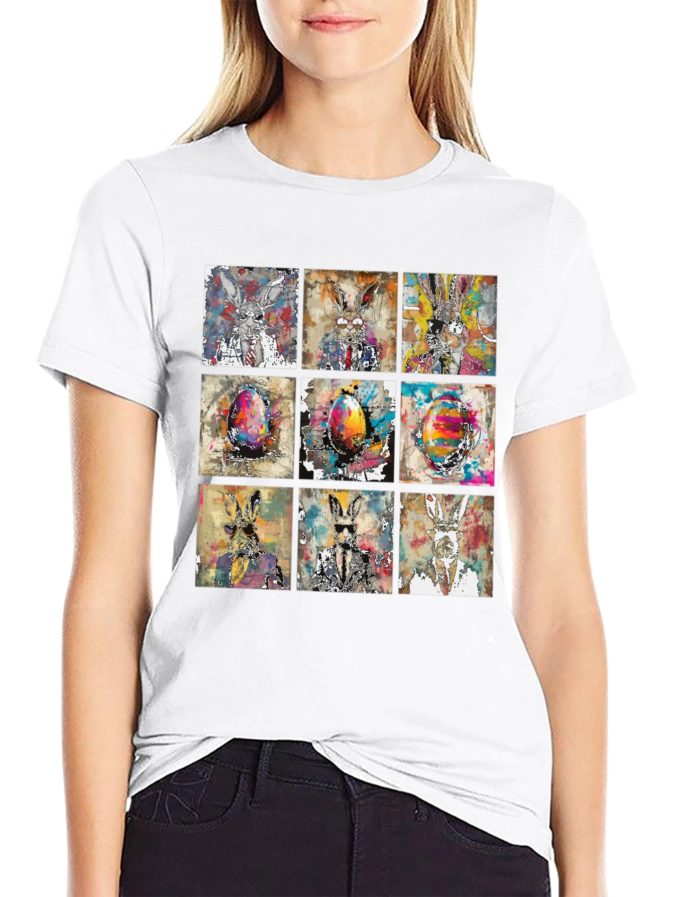 Easter Bunny Grid T-Shirt - Quirky & Stylish