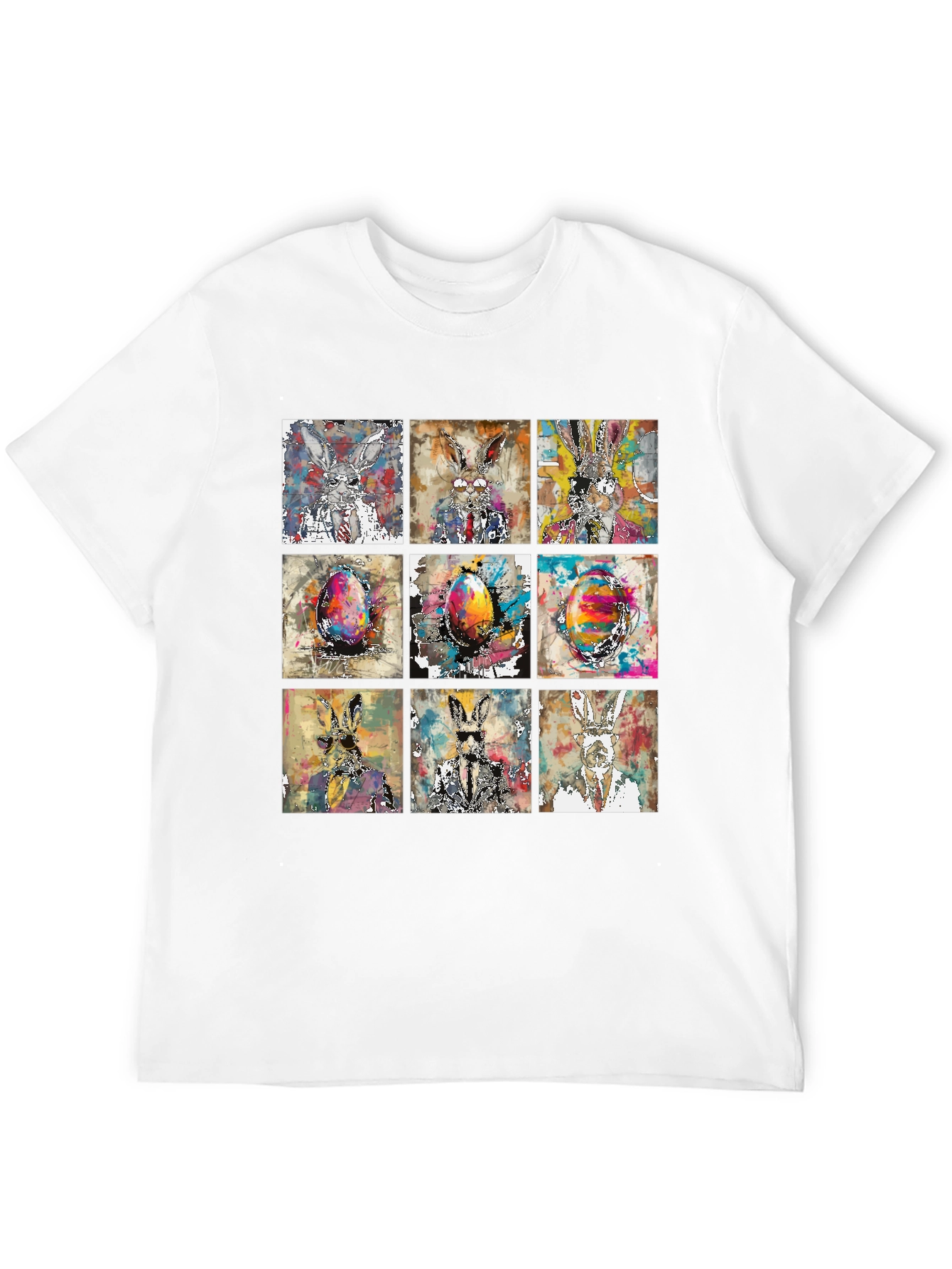 Easter Bunny Grid T-Shirt - Quirky & Stylish