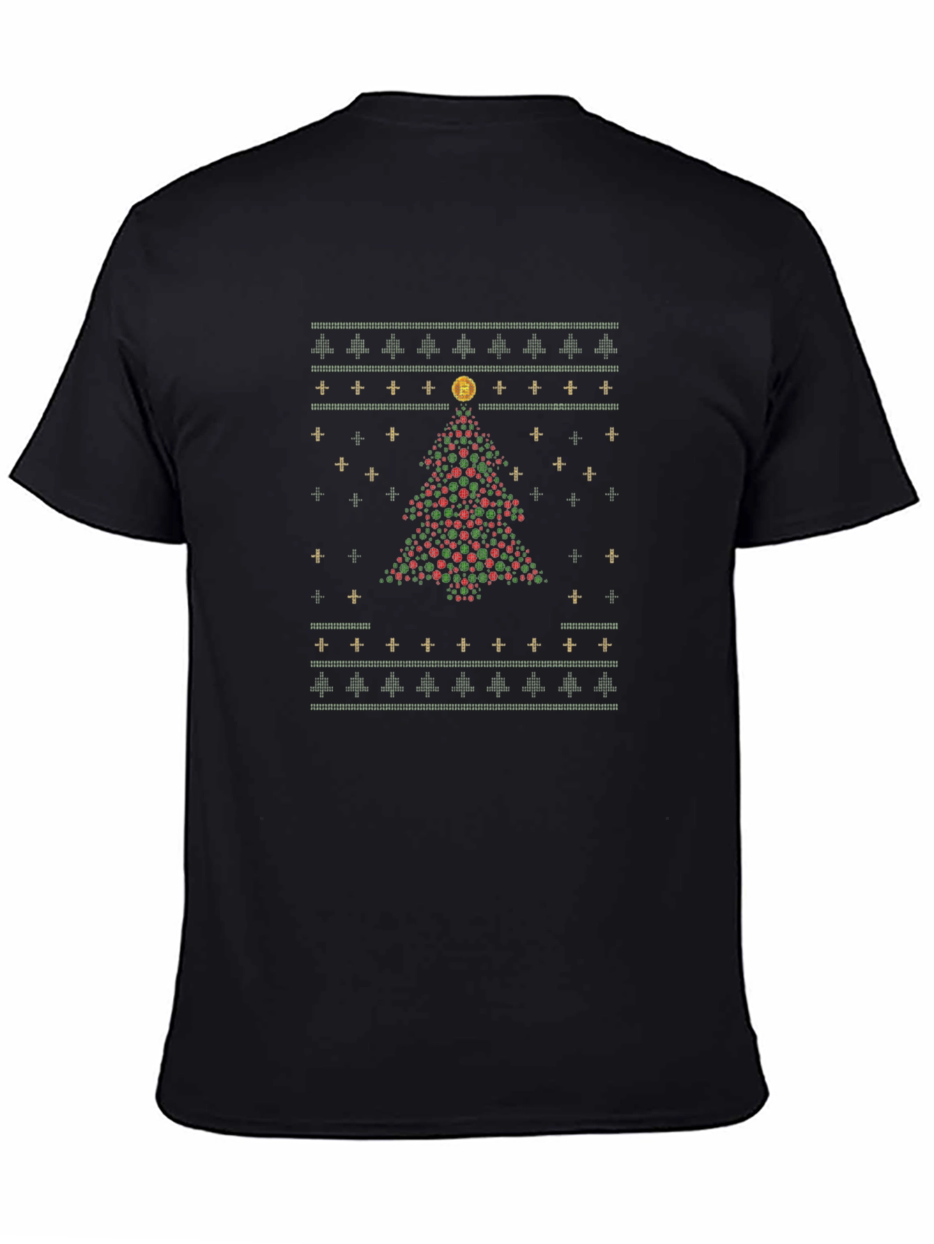 Bitcoin Christmas Tree Holiday Graphic T-Shirt