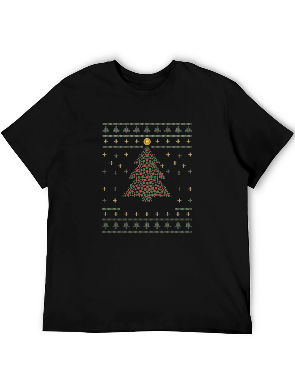 Bitcoin Christmas Tree Holiday Graphic T-Shirt