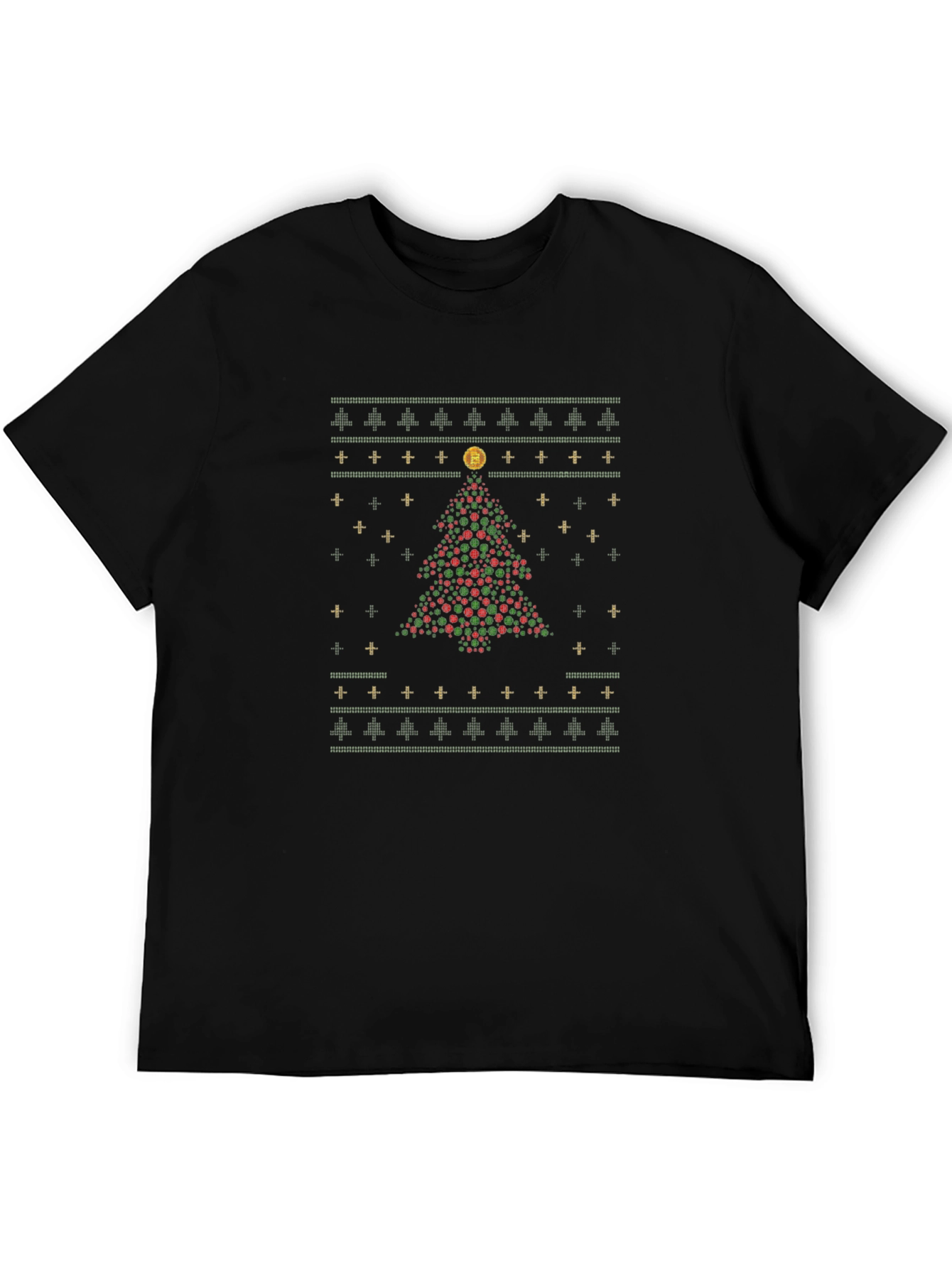 Bitcoin Christmas Tree Holiday Graphic T-Shirt