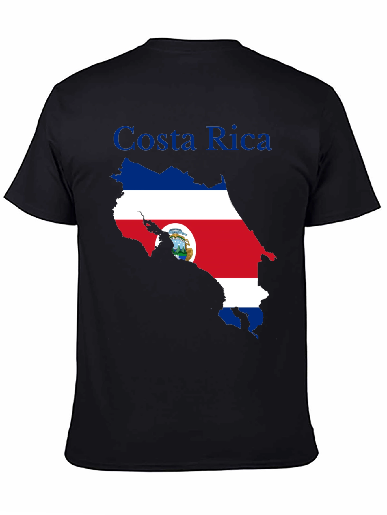 Costa Rica Flag Map Black T-Shirt