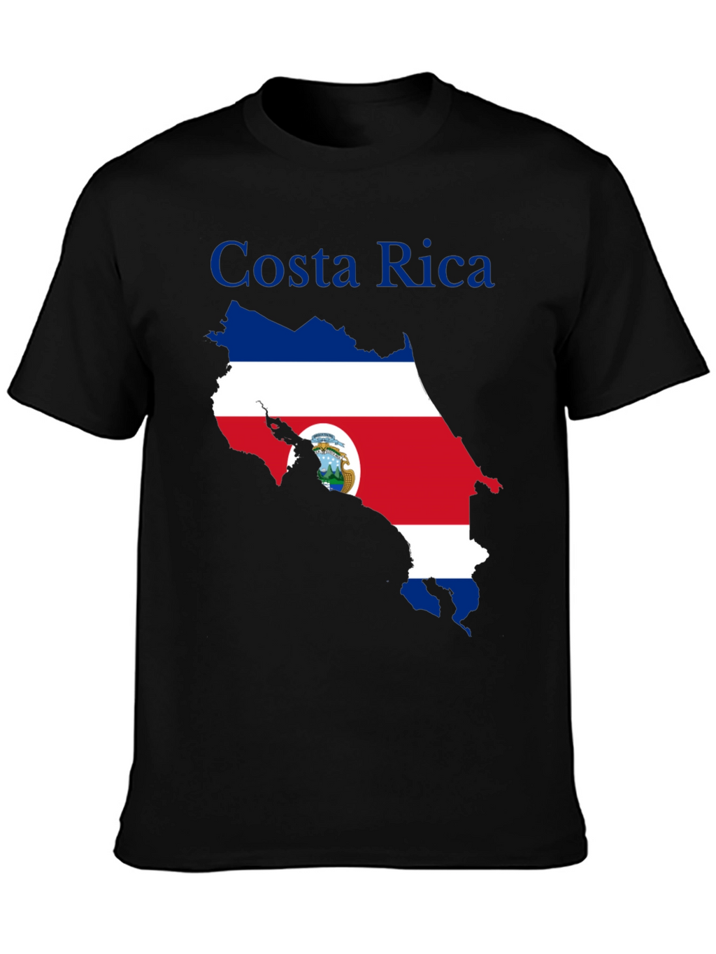 Costa Rica Flag Map Black T-Shirt