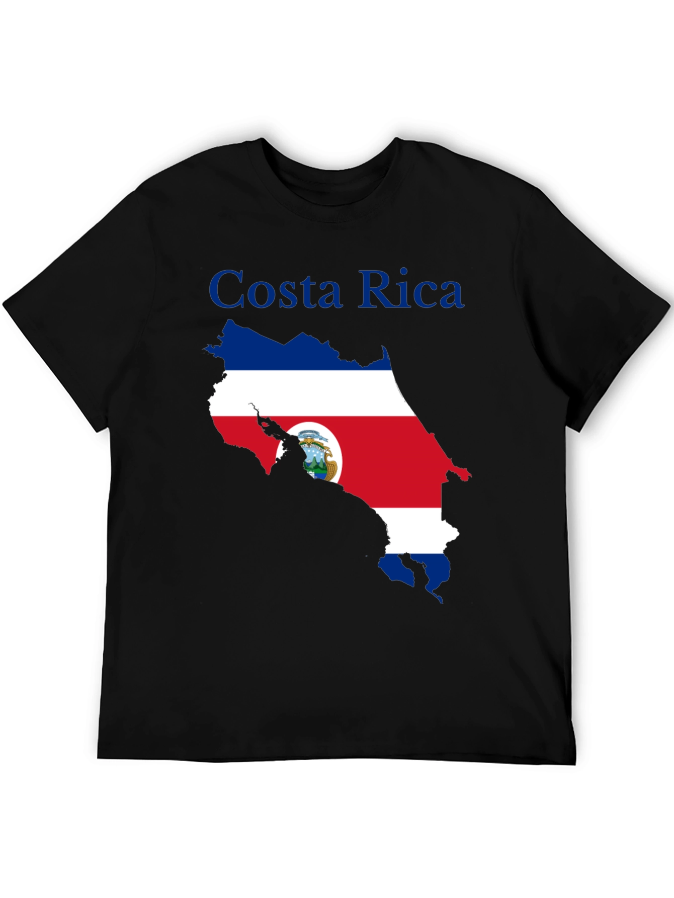 Costa Rica Flag Map Black T-Shirt