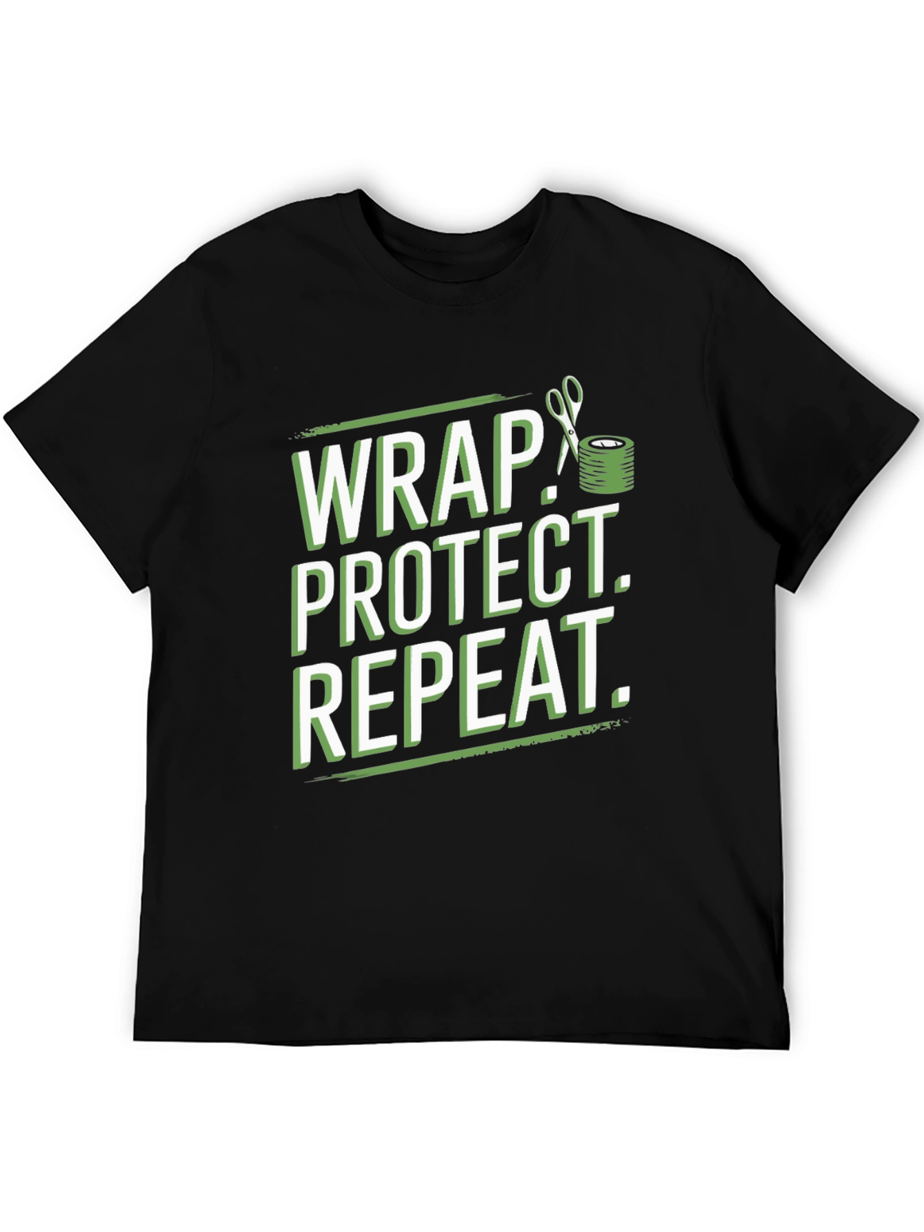Wrap Protect Repeat Graphic Tee - Black Cotton T-Shirt