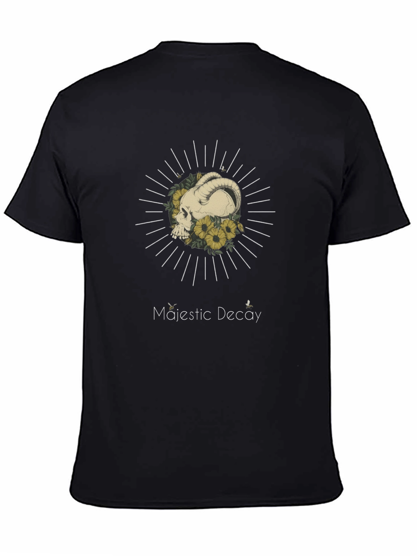 Majestic Decay Graphic Tee - Ram Skull & Sunflowers