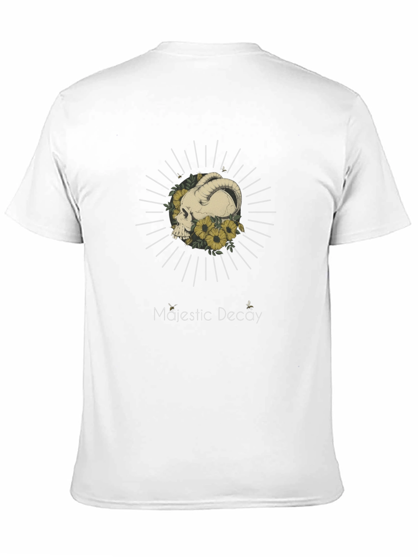 Majestic Decay Graphic Tee - Ram Skull & Sunflowers