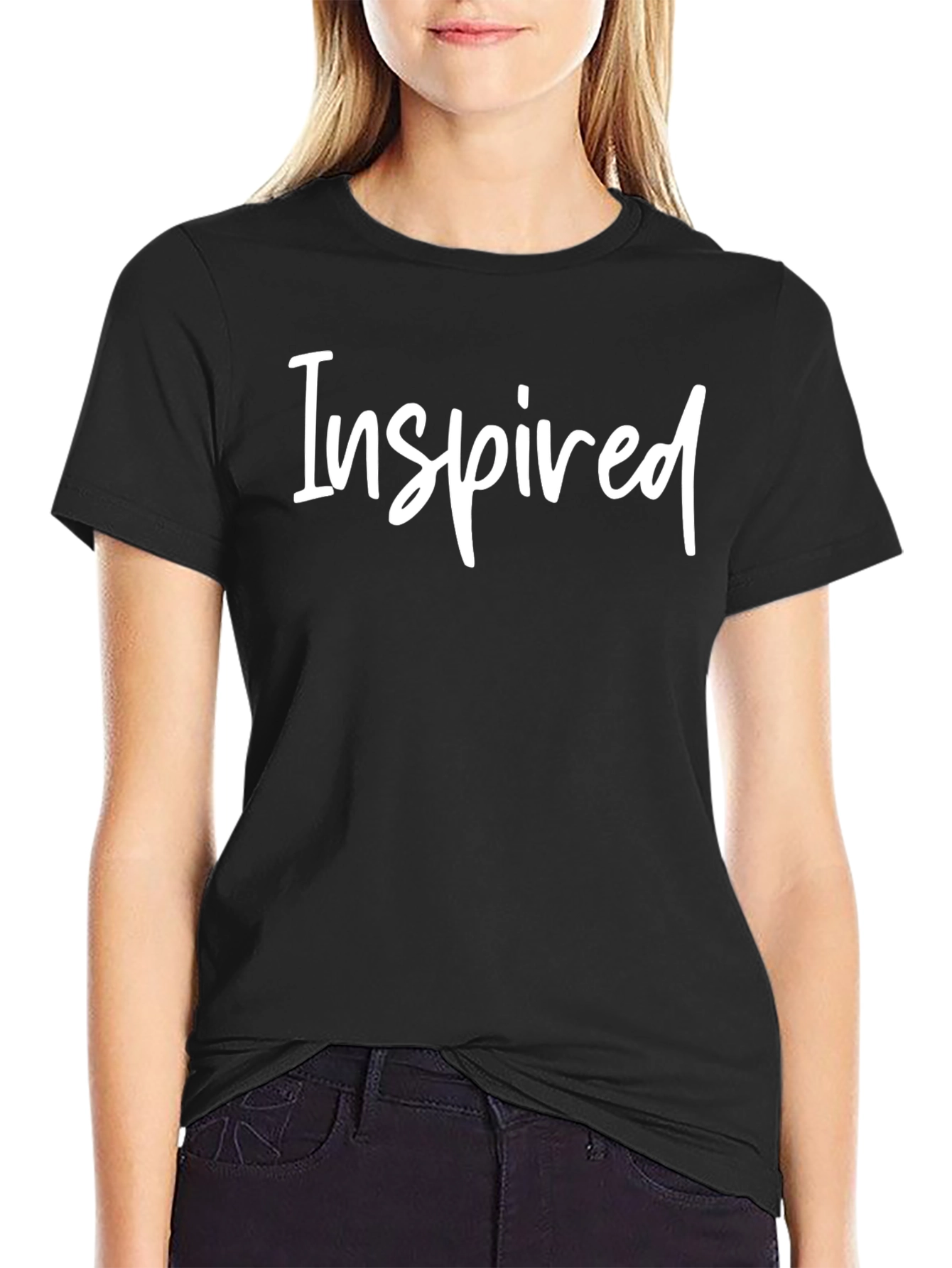 Inspired Graphic T-Shirt - Black Crew Neck Tee