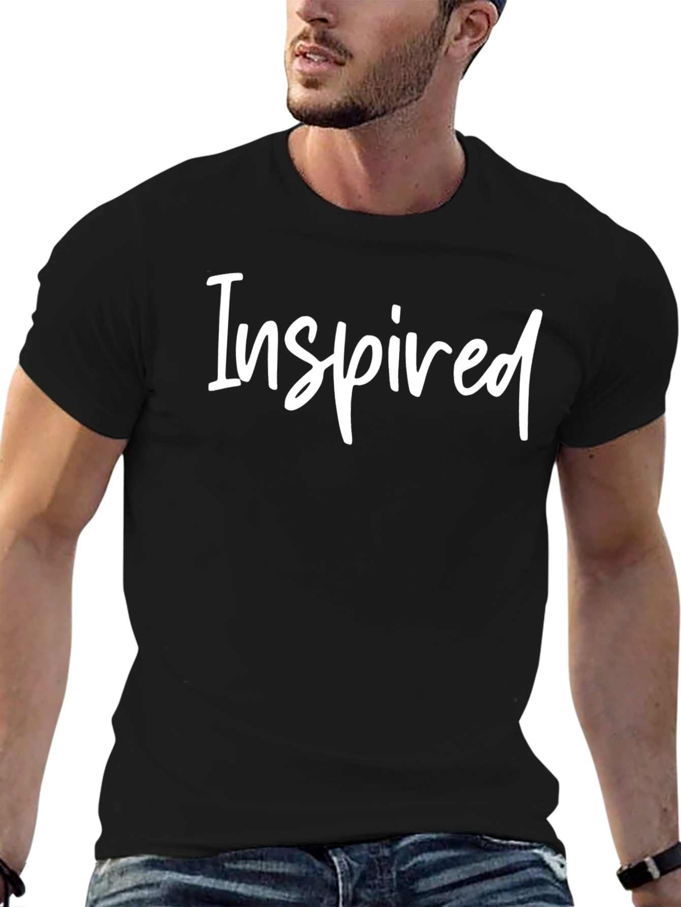 Inspired Graphic T-Shirt - Black Crew Neck Tee