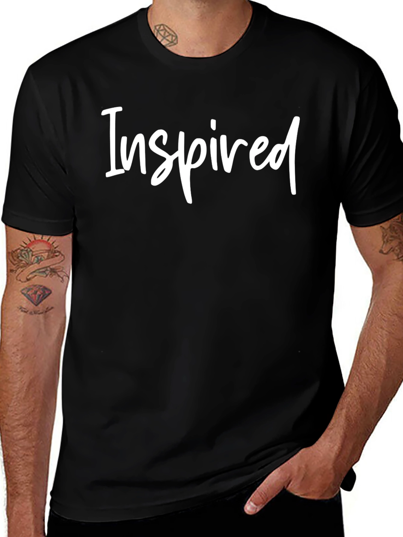 Inspired Graphic T-Shirt - Black Crew Neck Tee