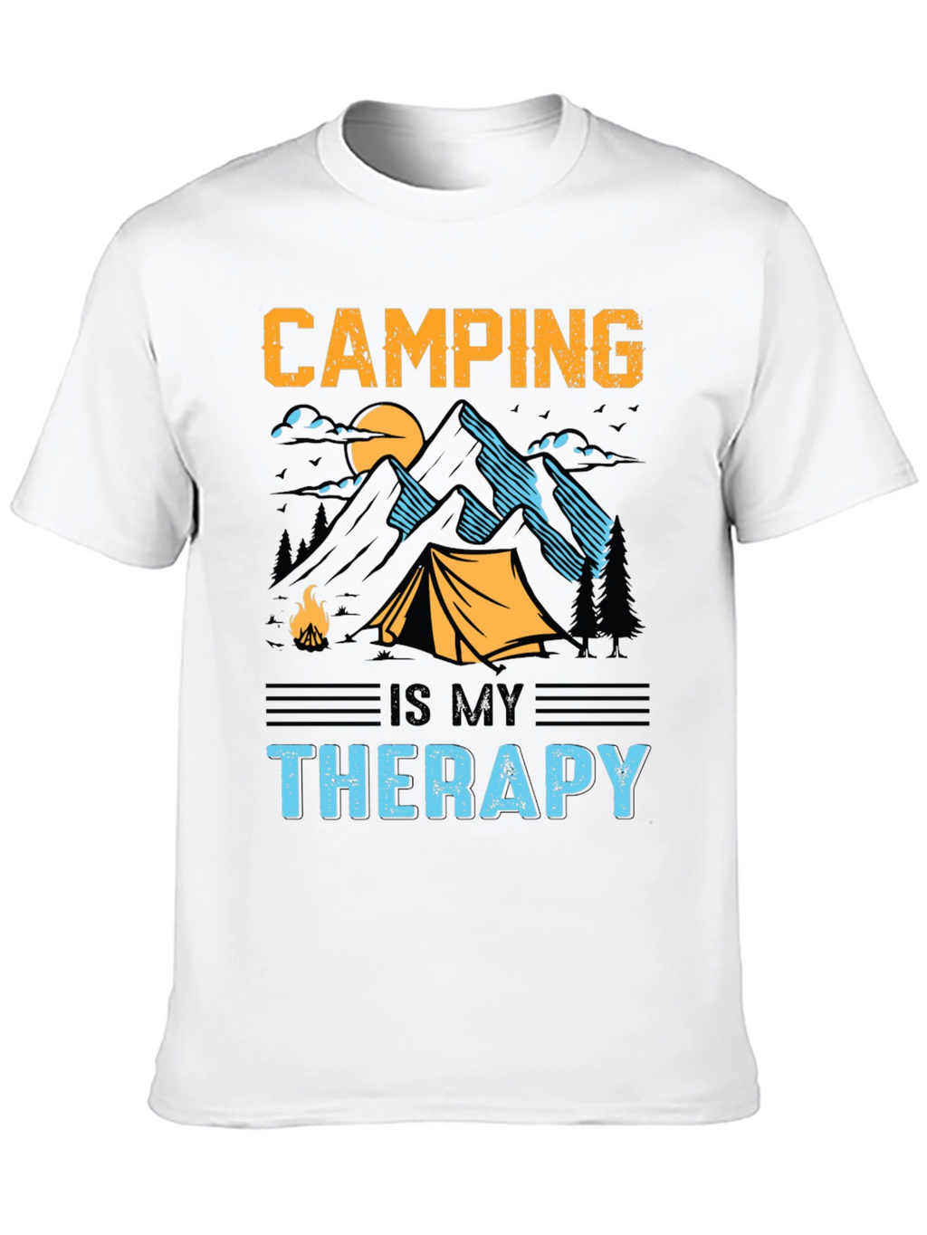 Camping is My Therapy Black Graphic T-Shirt